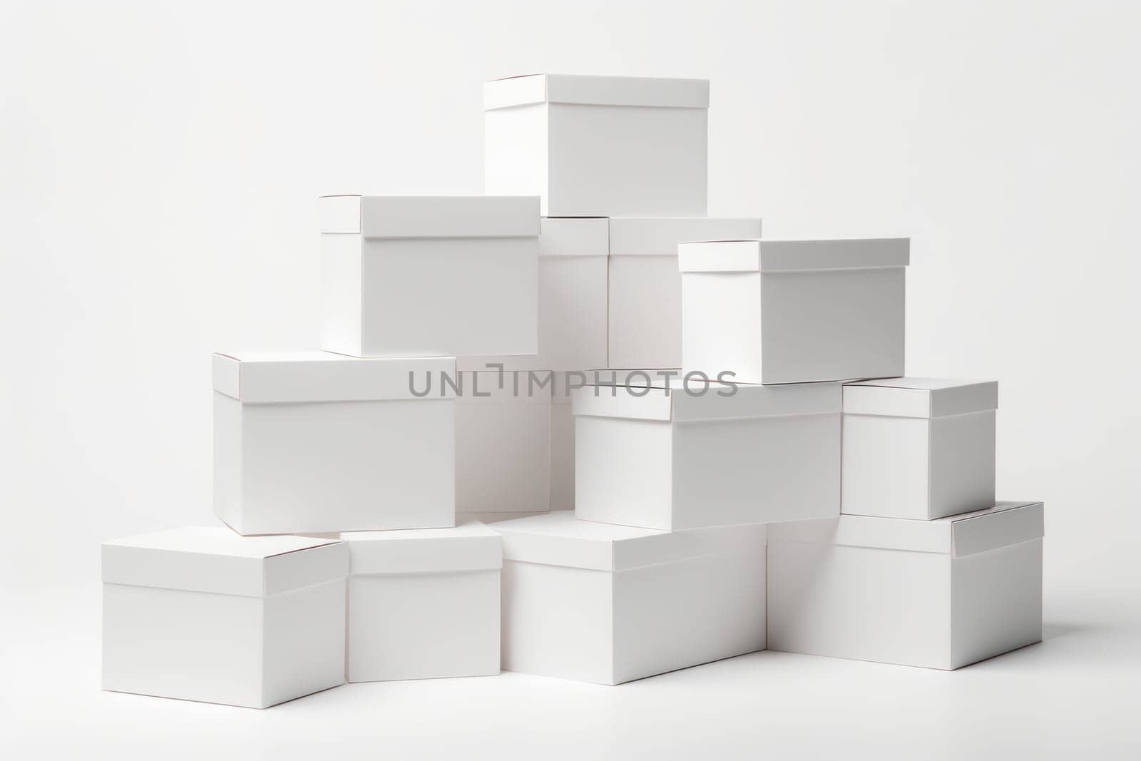 Close - up view of cardboard boxes neatly stacked .Generative AI by matamnad