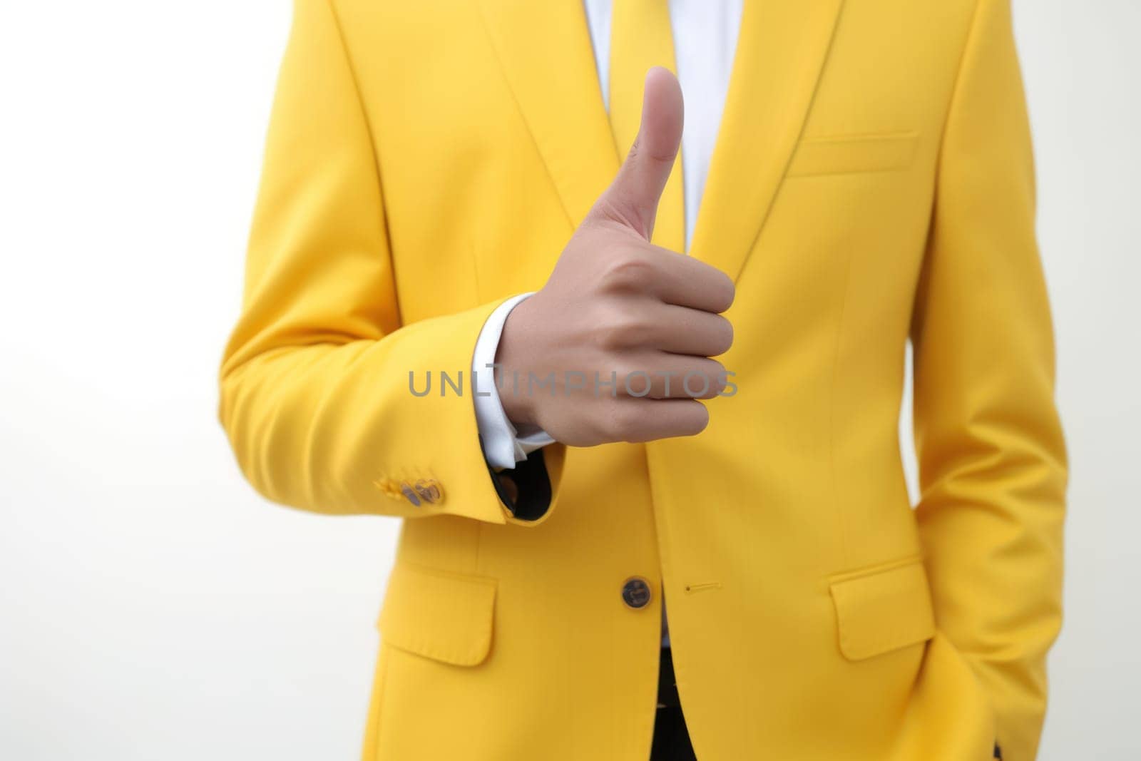 A man in a suit giving a thumbs up, created with Generative Ai.
