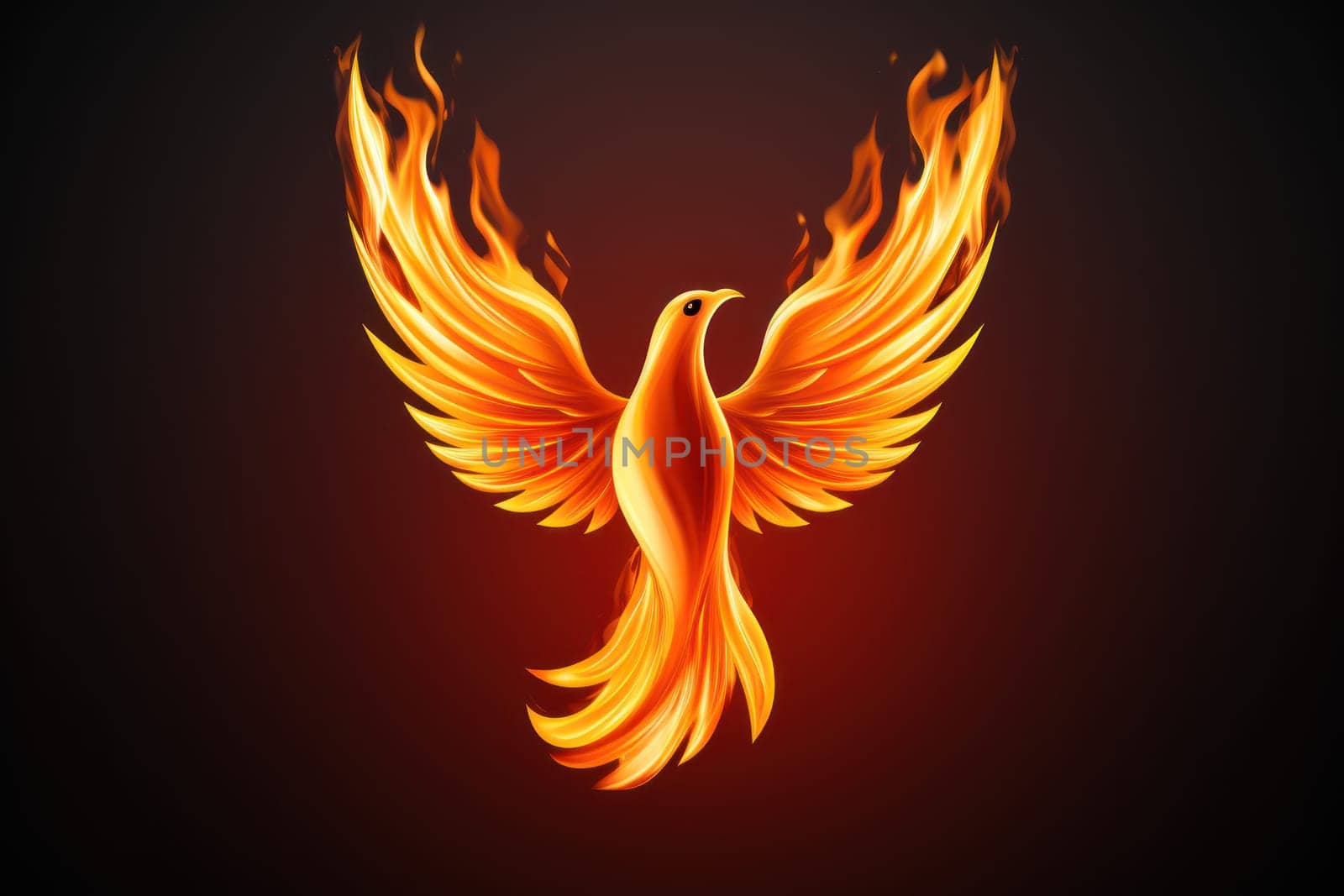 Flying Phoenix burst into flames created with .Generative AI.