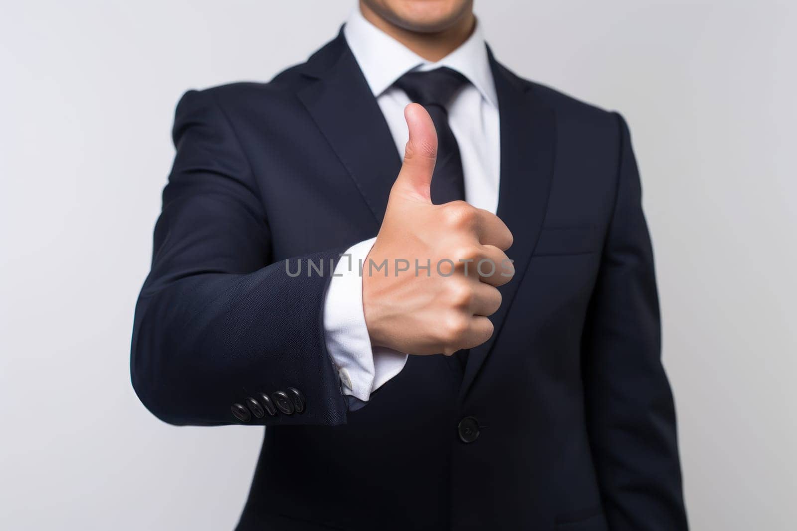 A man in a suit giving a thumbs up, created with Generative Ai.