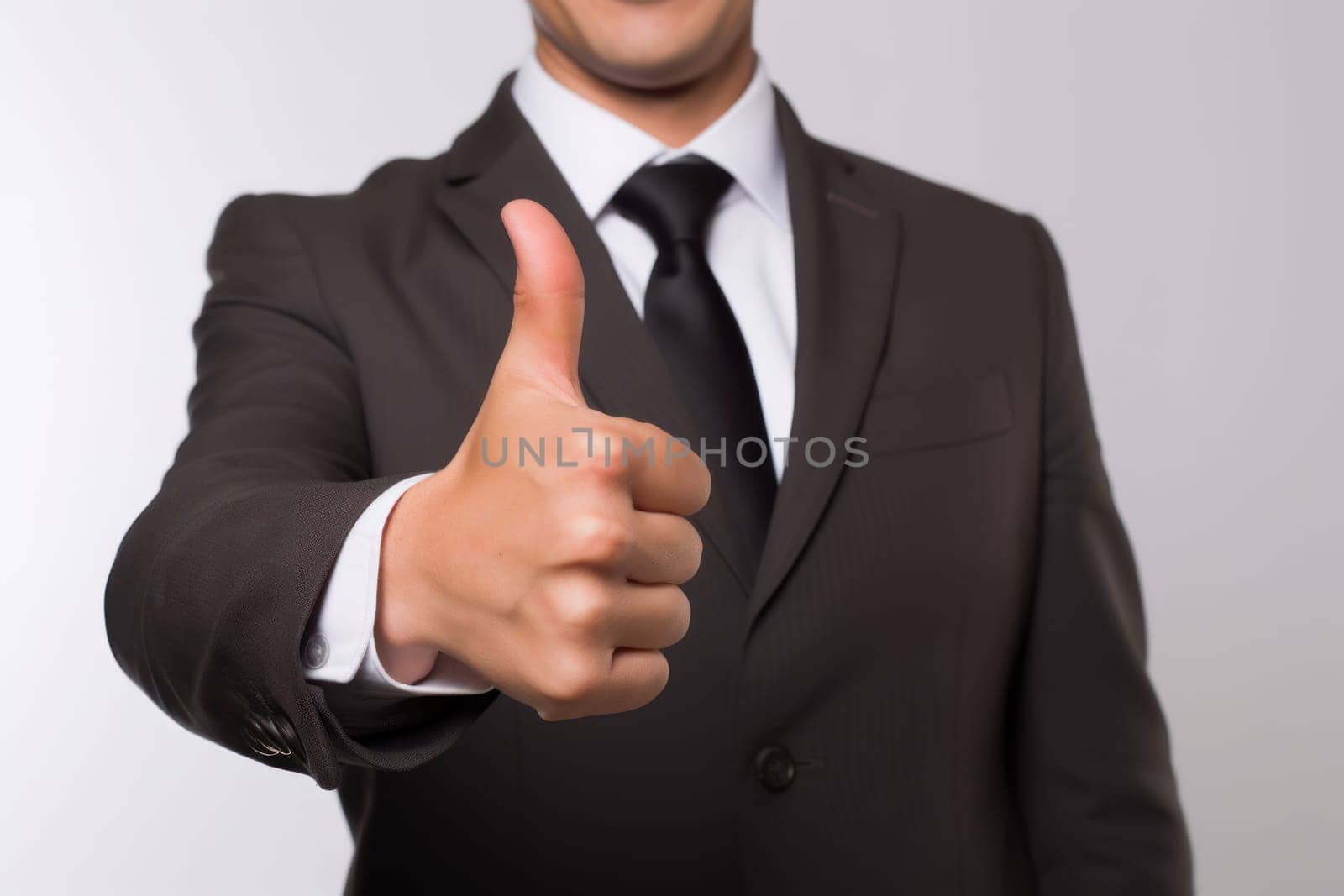 A man in a suit giving a thumbs up, created with Generative Ai.