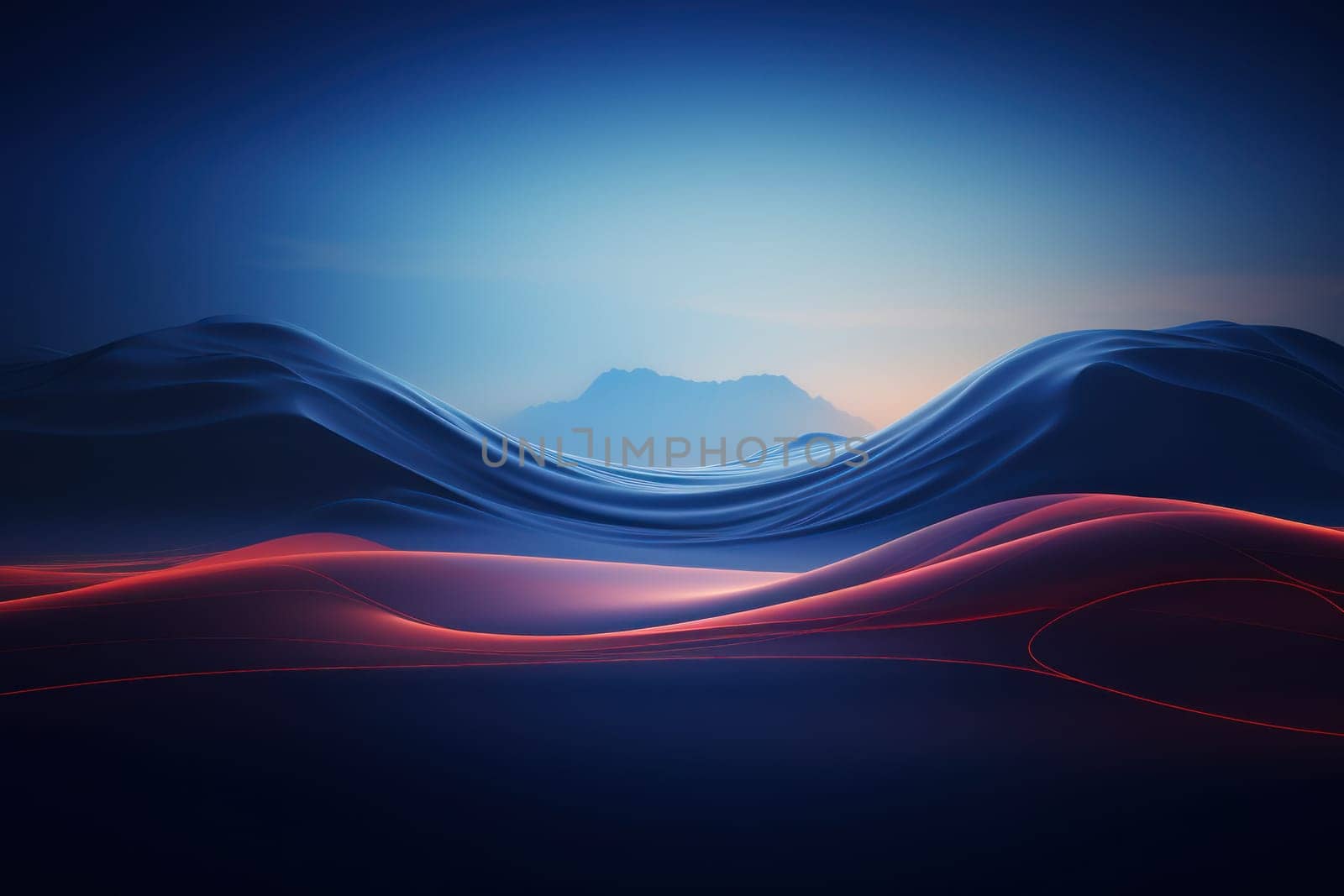 Futuristic point wave. Abstract background with a dynamic wave. Generative AI by matamnad