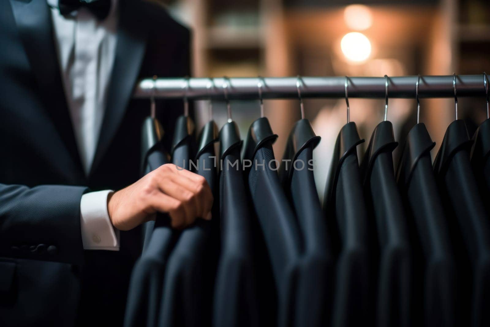 Man Shopping for Business Attire in Department Store. created with Generative AI.