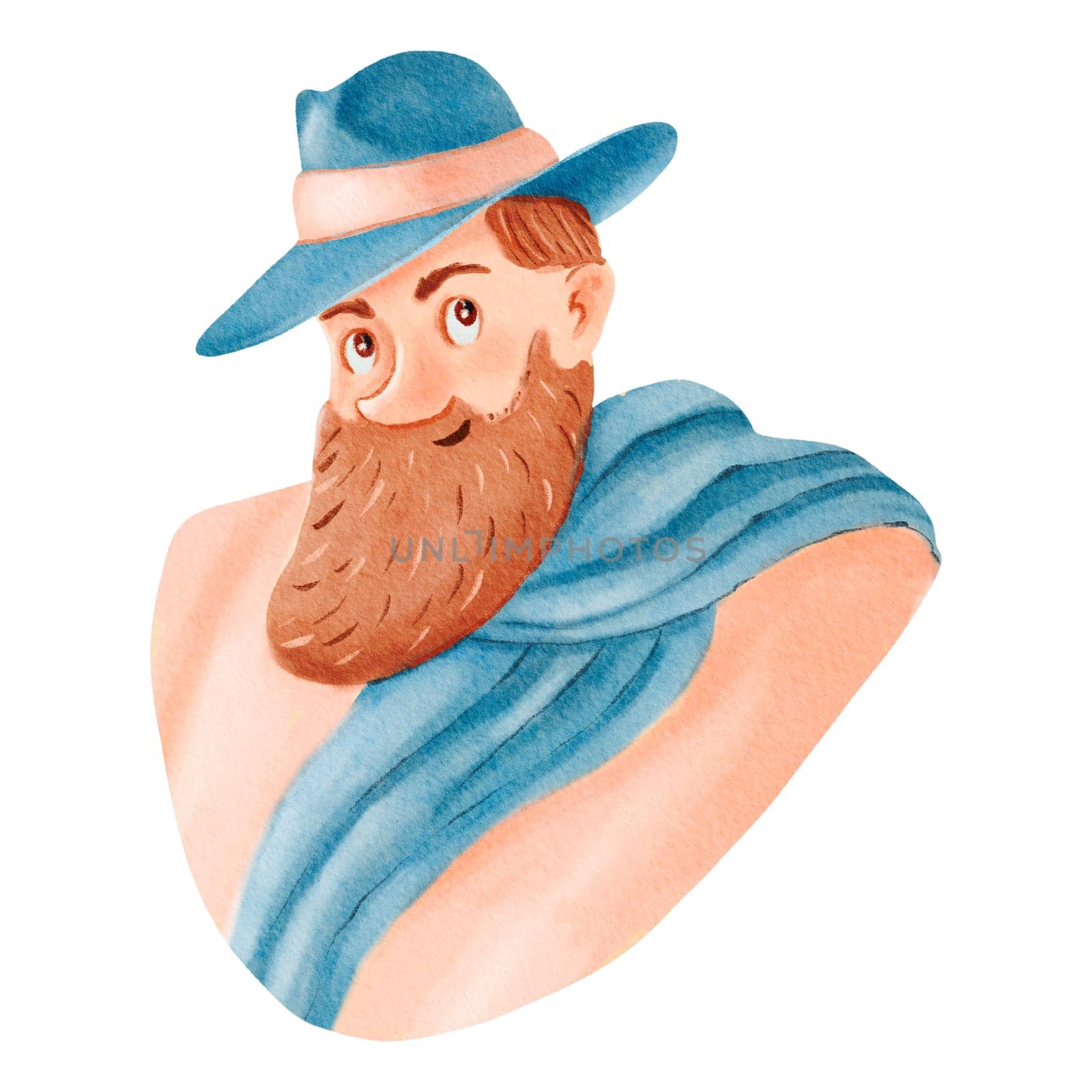 Man with blue costume hat, scarf, and beard making a gesture by Art_Mari_Ka