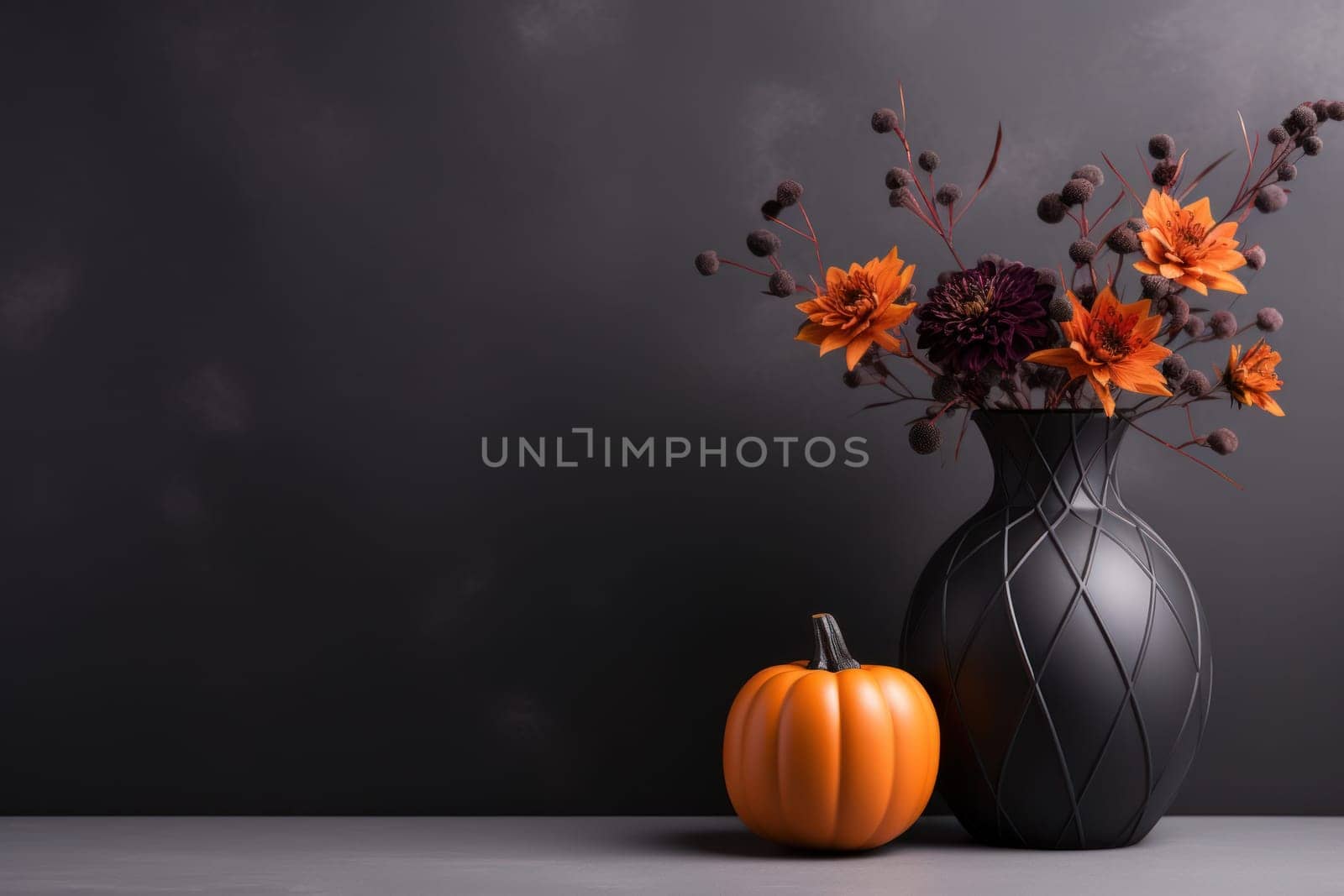 orange flower bouquet on idea for living room Halloween decoration, Generative Ai.