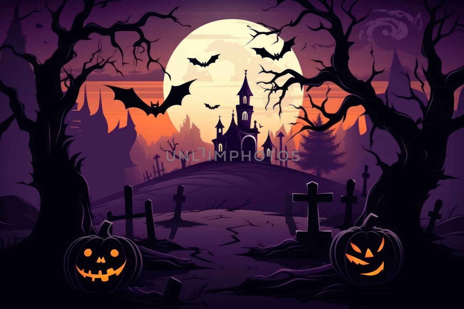 Scary Halloween festival decoration background. Generative AI.