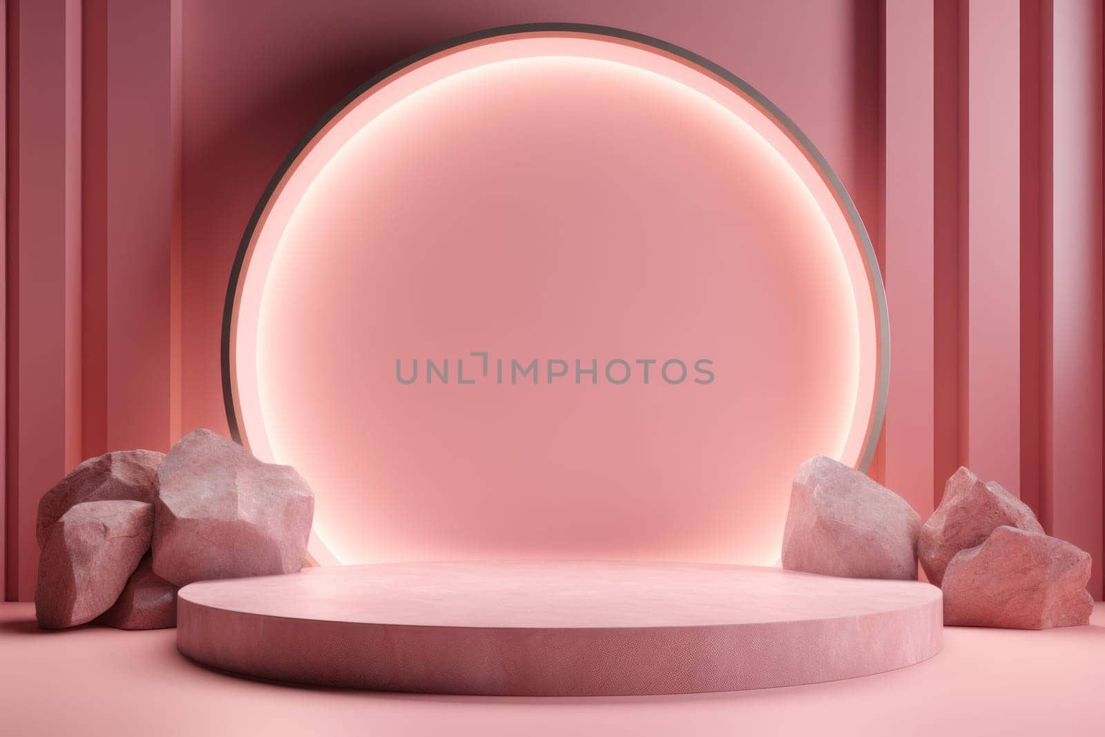 pastel pink product podium. Place for empty product space. Generative AI..