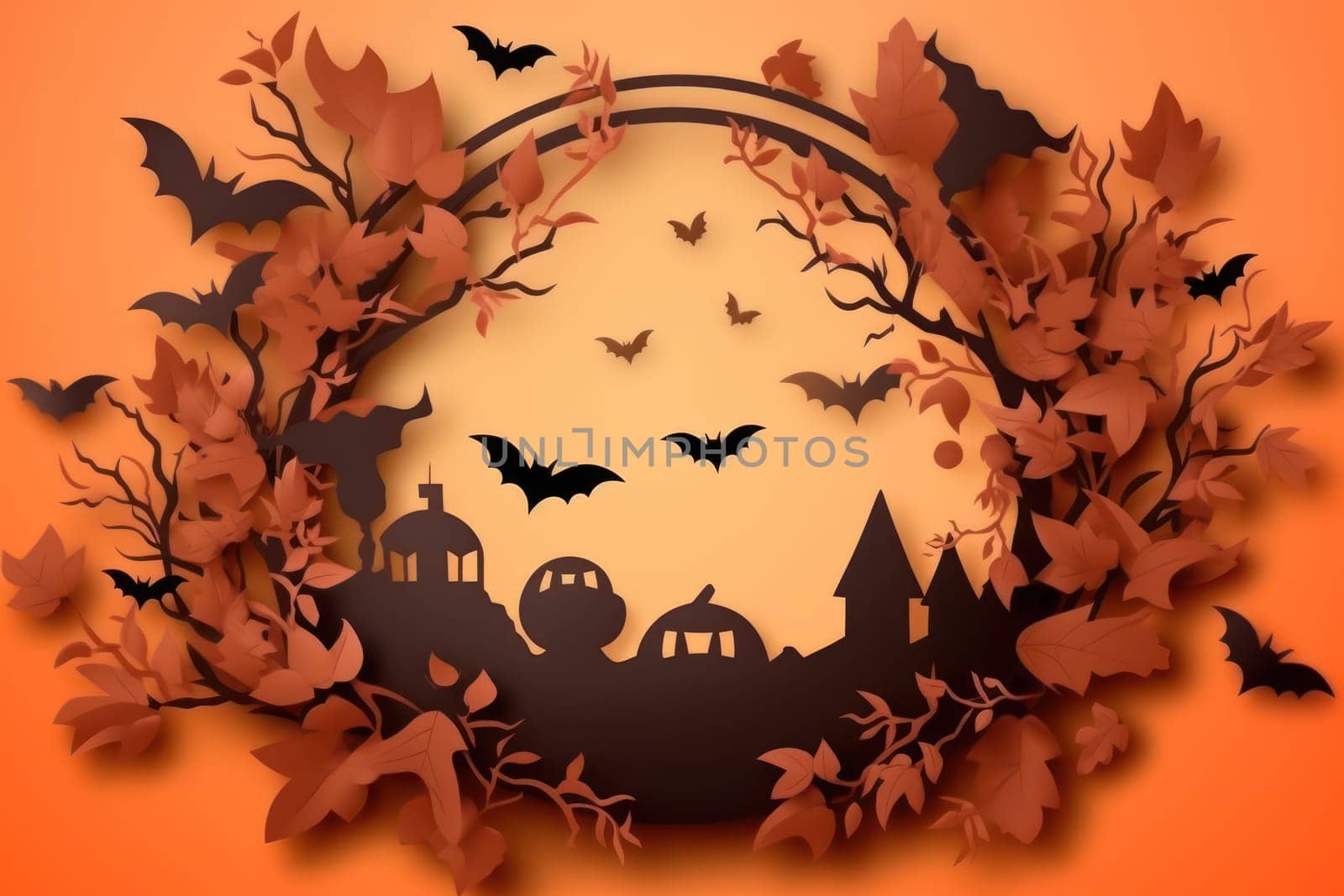 halloween frame template with copy space for text.mockup. Generative AI.