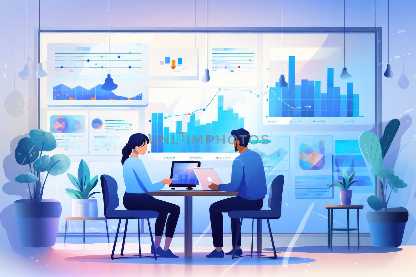 business meeting in conference room, Background Concept, artwork and digital art, Illustration, wallpaper, painting Abstract luxury, Mockup, generative AI by matamnad