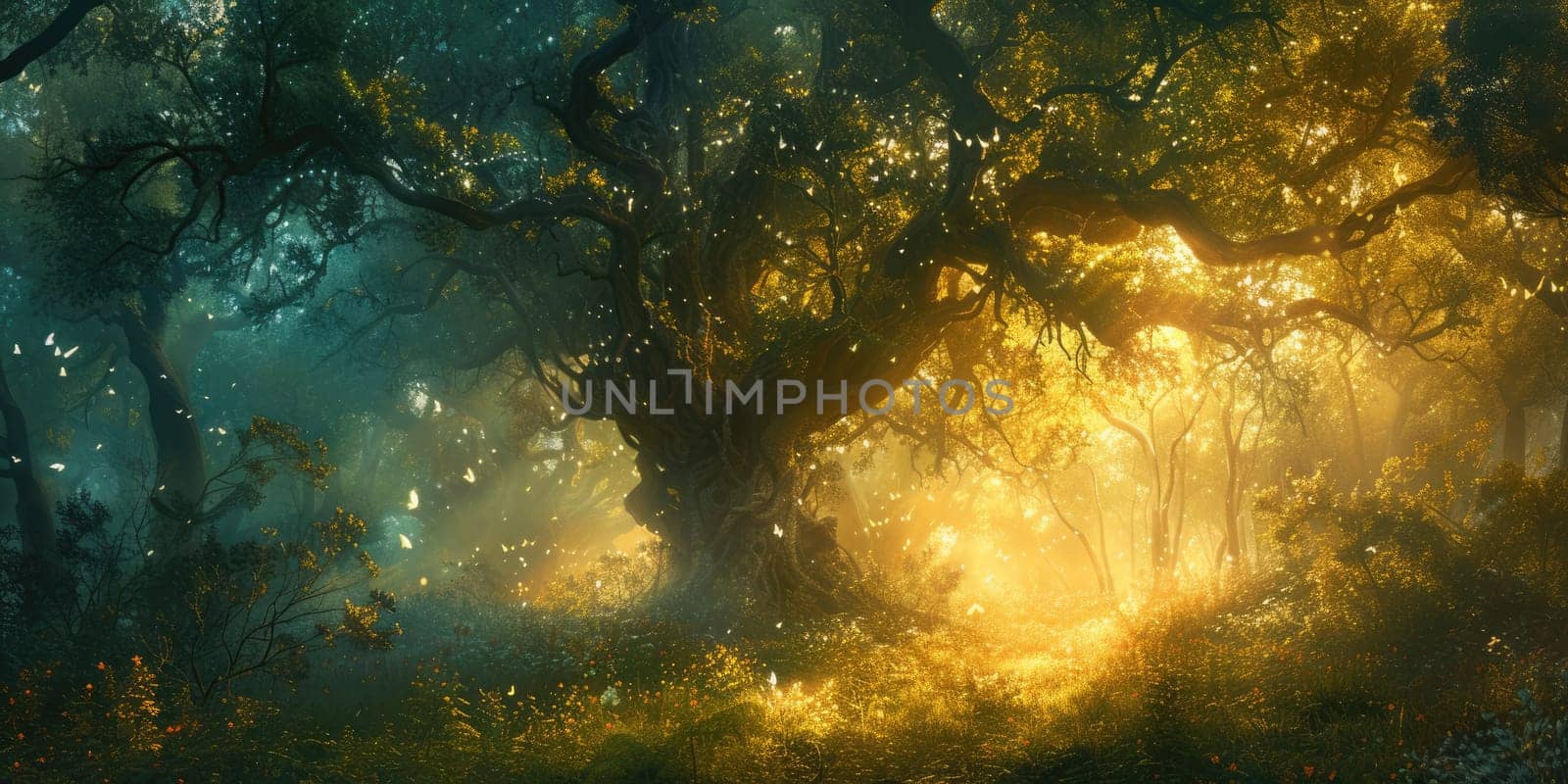 A magical forest at twilight, ethereal light. Resplendent. by biancoblue