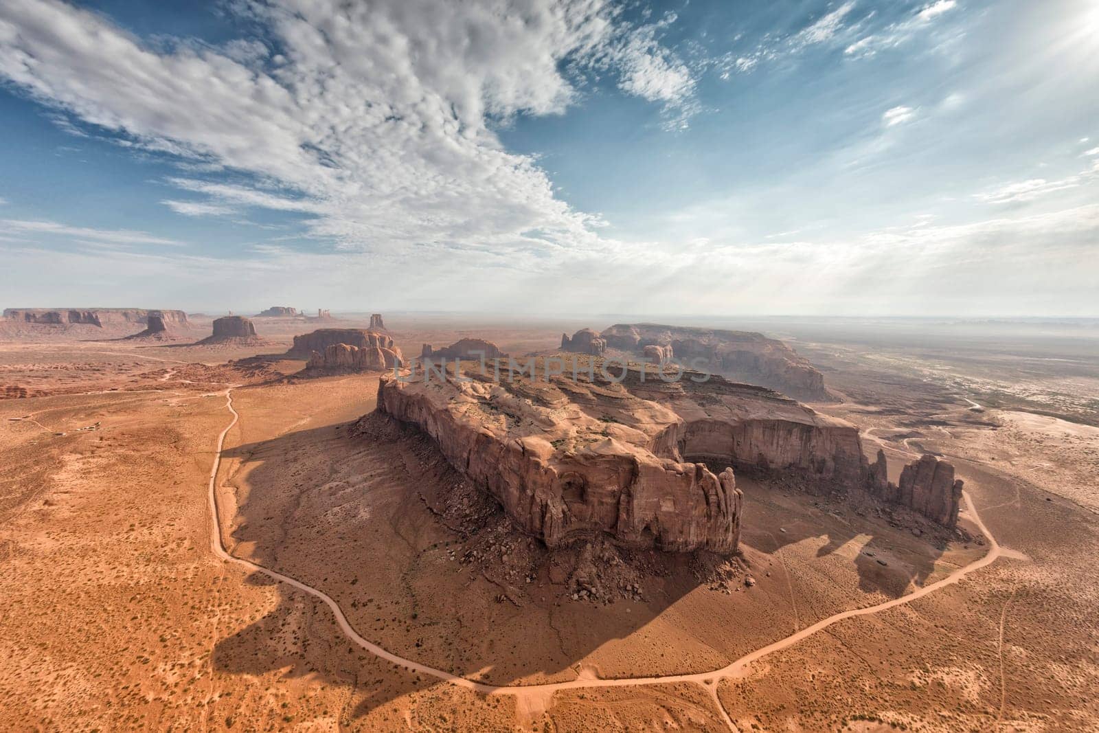 Monument Valley aerial sky view from balloon
