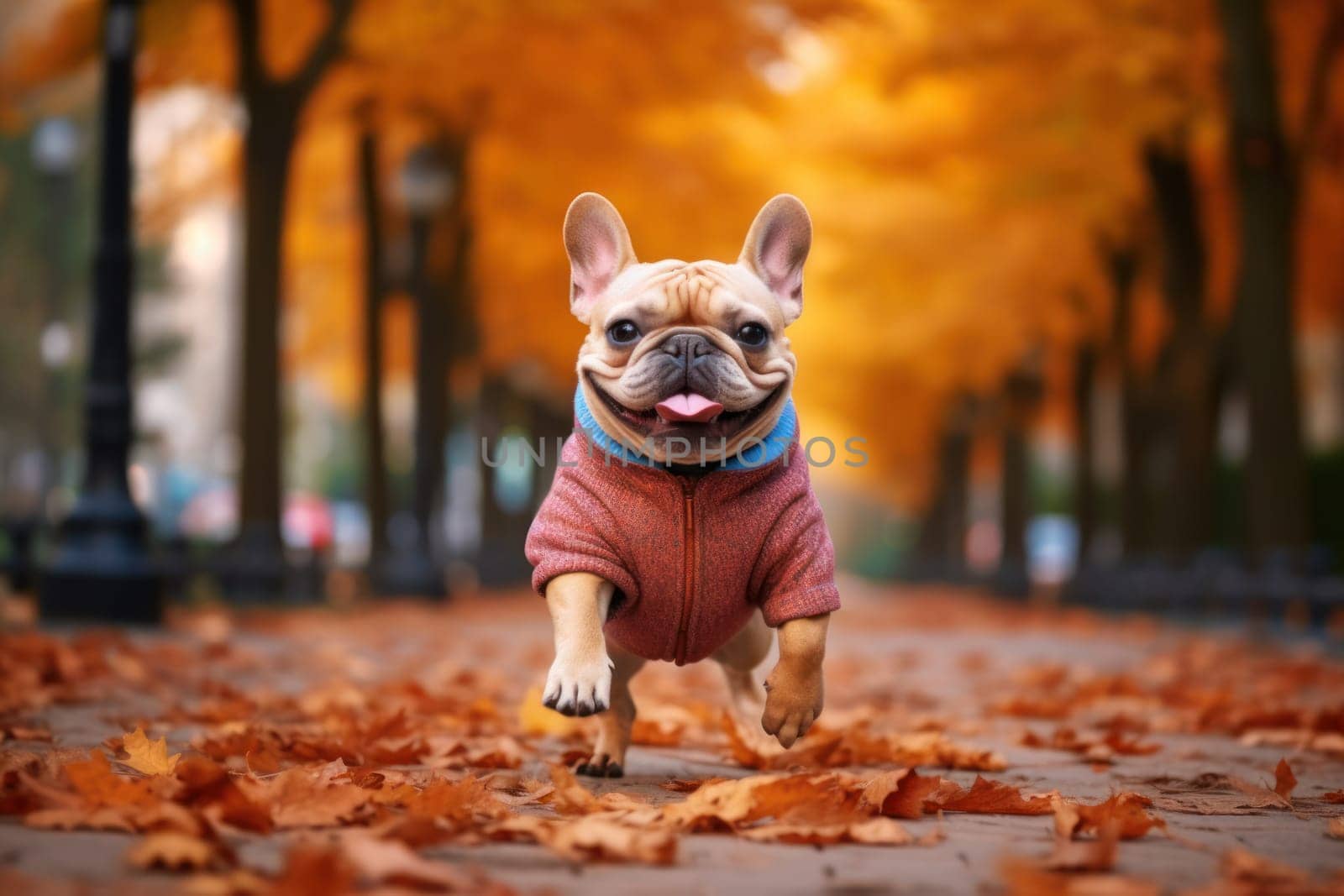 Cute dog with in autumn concept. Generative AI by matamnad