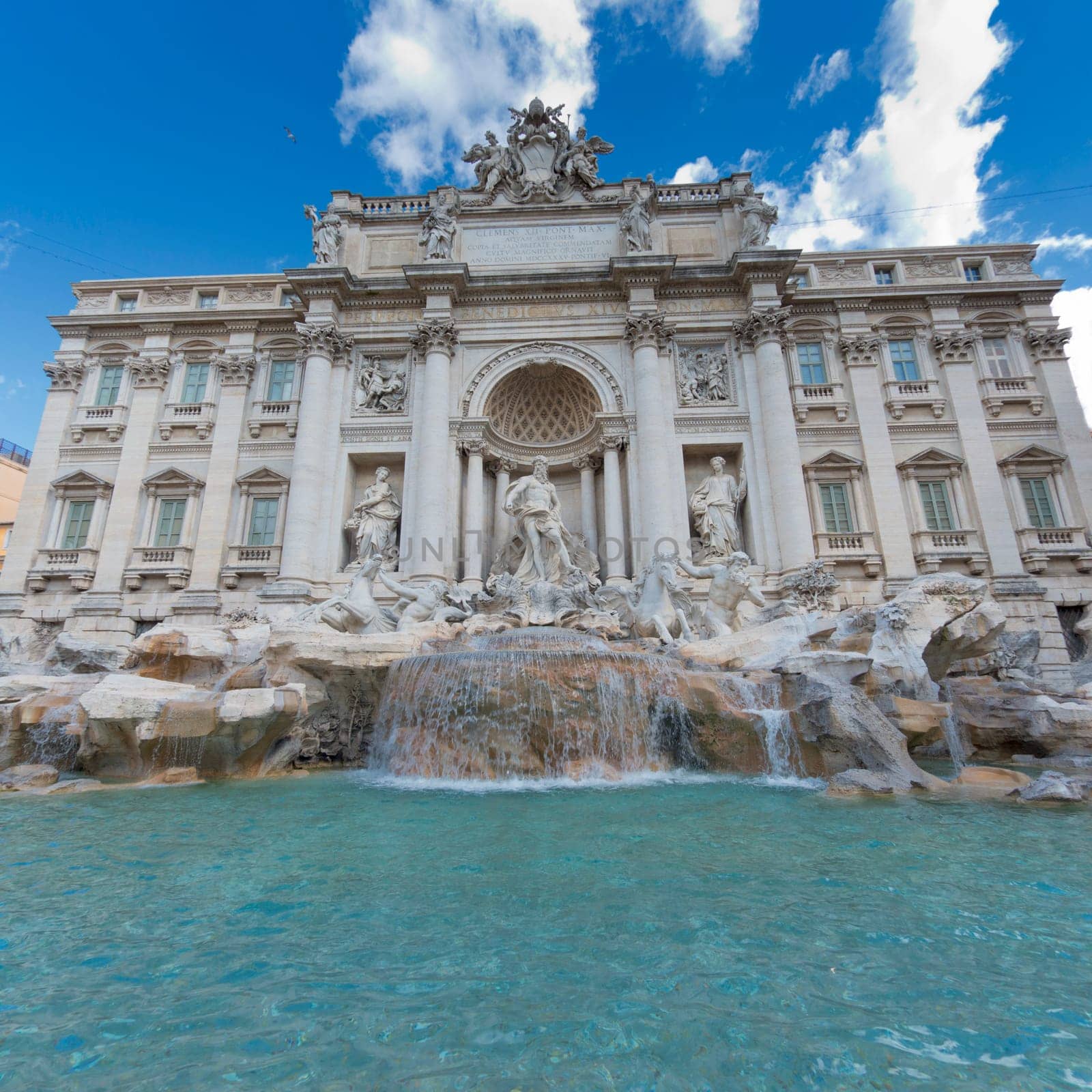 Rome Trevi Fountain sunny view