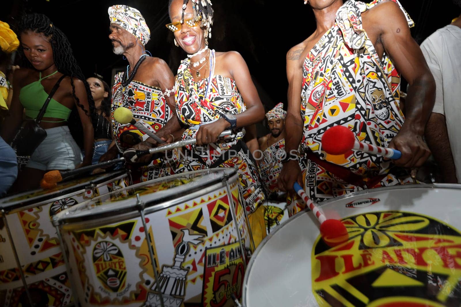 salvador, bahia, brazil - february 11, 2024: ritual departure from the Ile Aiye block for carnival in Salvador.