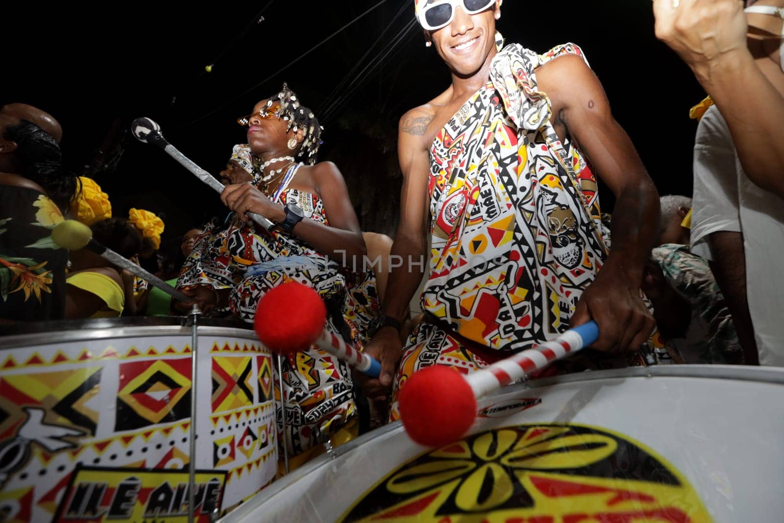 salvador, bahia, brazil - february 11, 2024: ritual departure from the Ile Aiye block for carnival in Salvador.