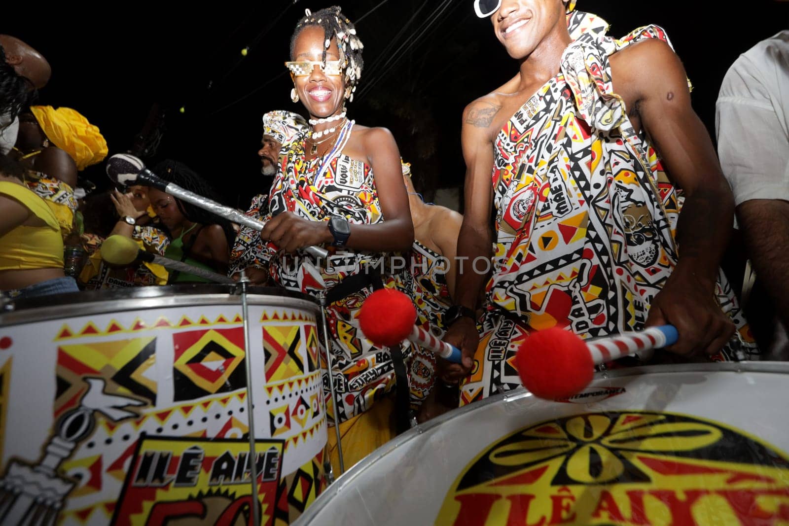 salvador, bahia, brazil - february 11, 2024: ritual departure from the Ile Aiye block for carnival in Salvador.