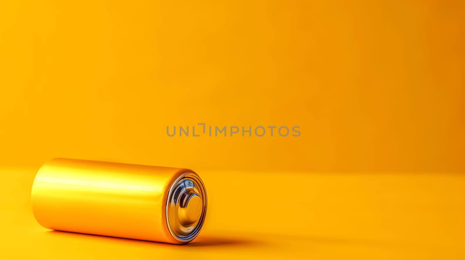 Yellow Battery on Orange Background, copy space by Edophoto