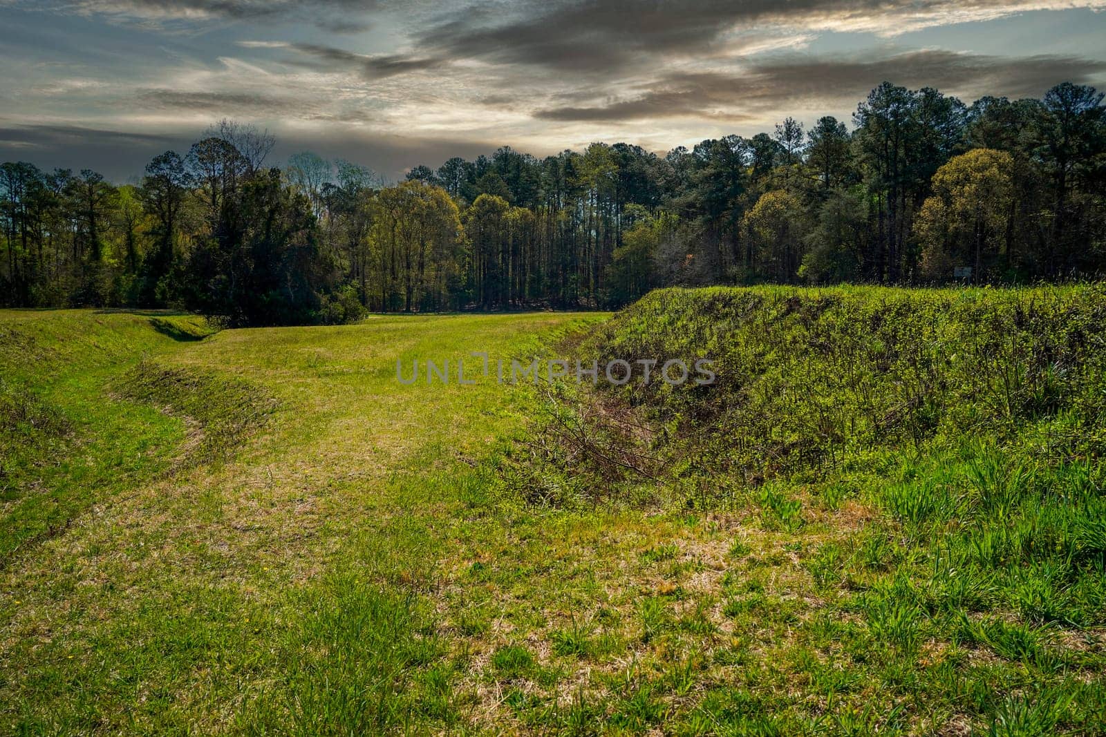 Allied defense line at the Yorktown Battlefield in the State of Virginia USA