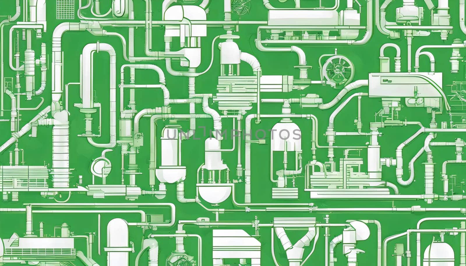 Complex Network of Green Pipes and Valves by rostik924