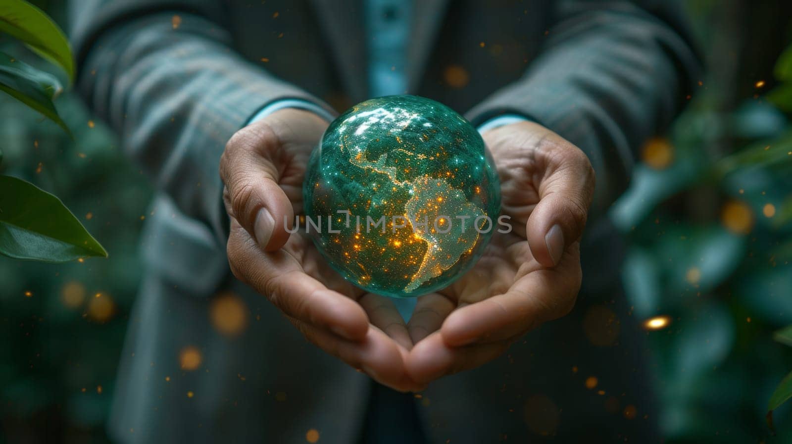 An LCA-life cycle assessment concept with a businessman holding a green ball with an LCA icon. An environmental impact assessment related to product value chains. Business value chains and growing by Andrei_01