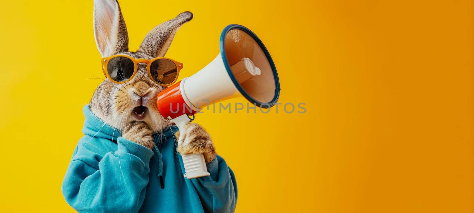 Fashionable Rabbit Announcing with Megaphone by andreyz
