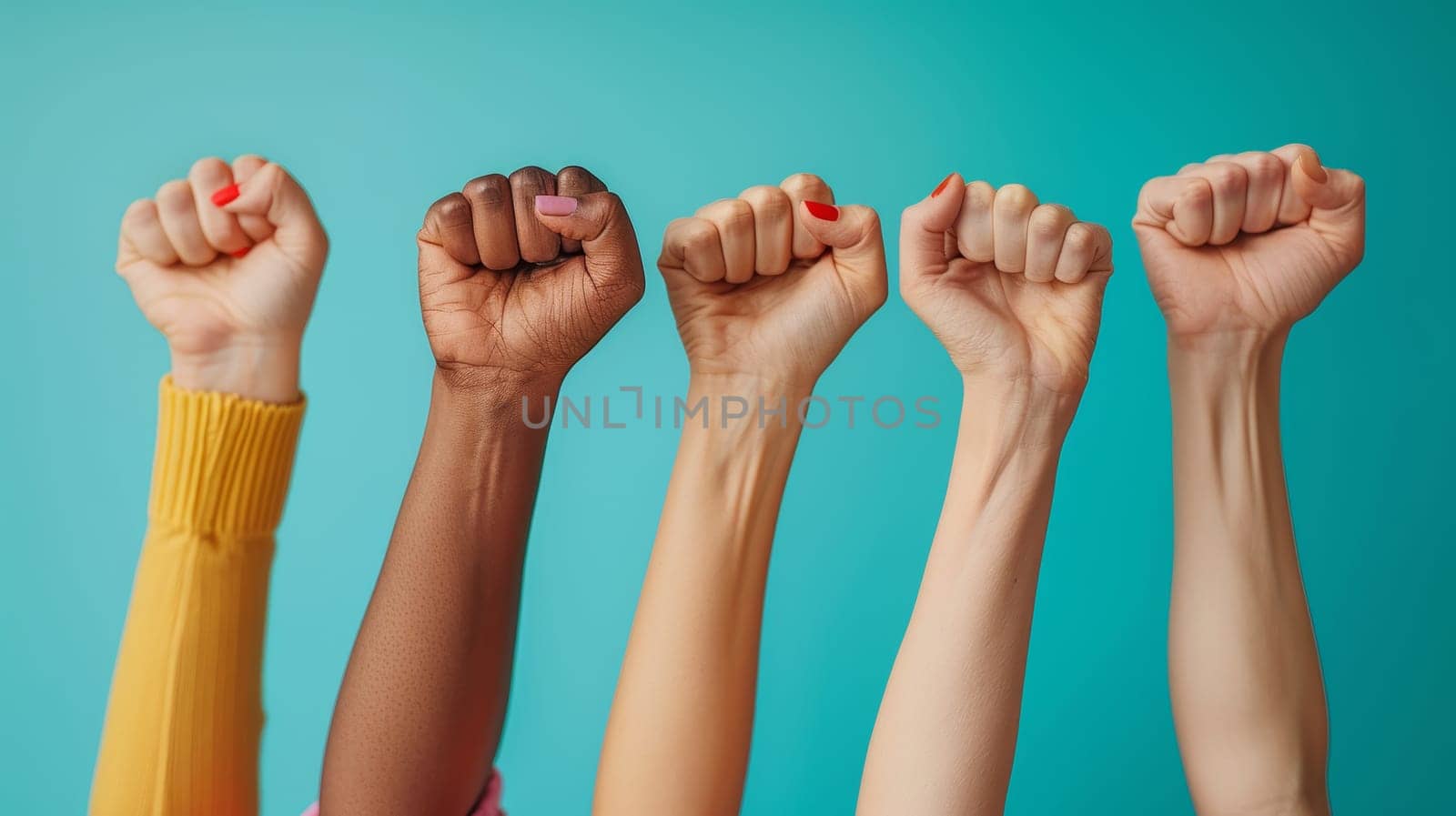 Human hands raising in the air to express their rights. Concept of labor and election movement. Isolated image with copy space.