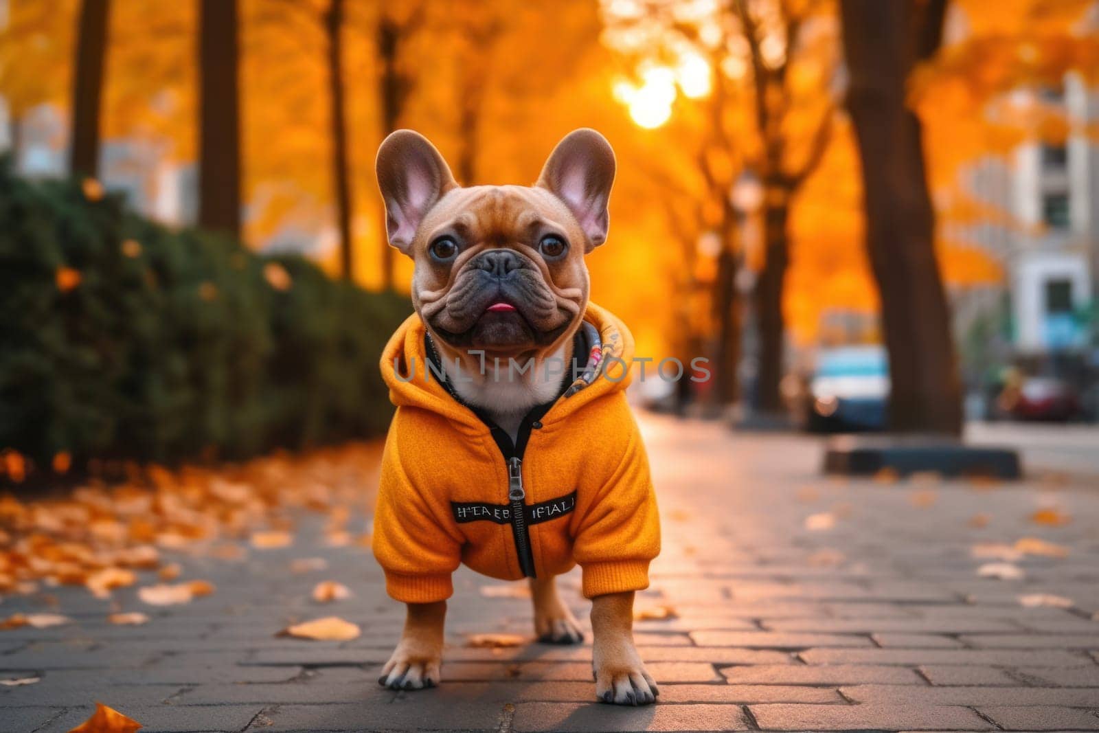 Cute dog with in autumn concept. Generative AI by matamnad