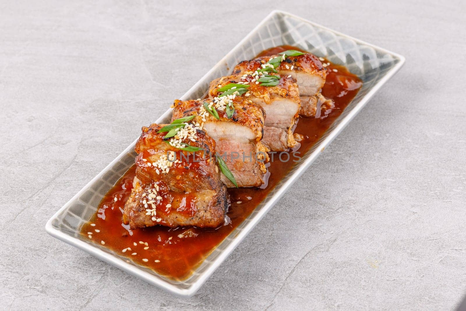 roasted appetizing pork on a stone background studio food photo 14 by Mixa74