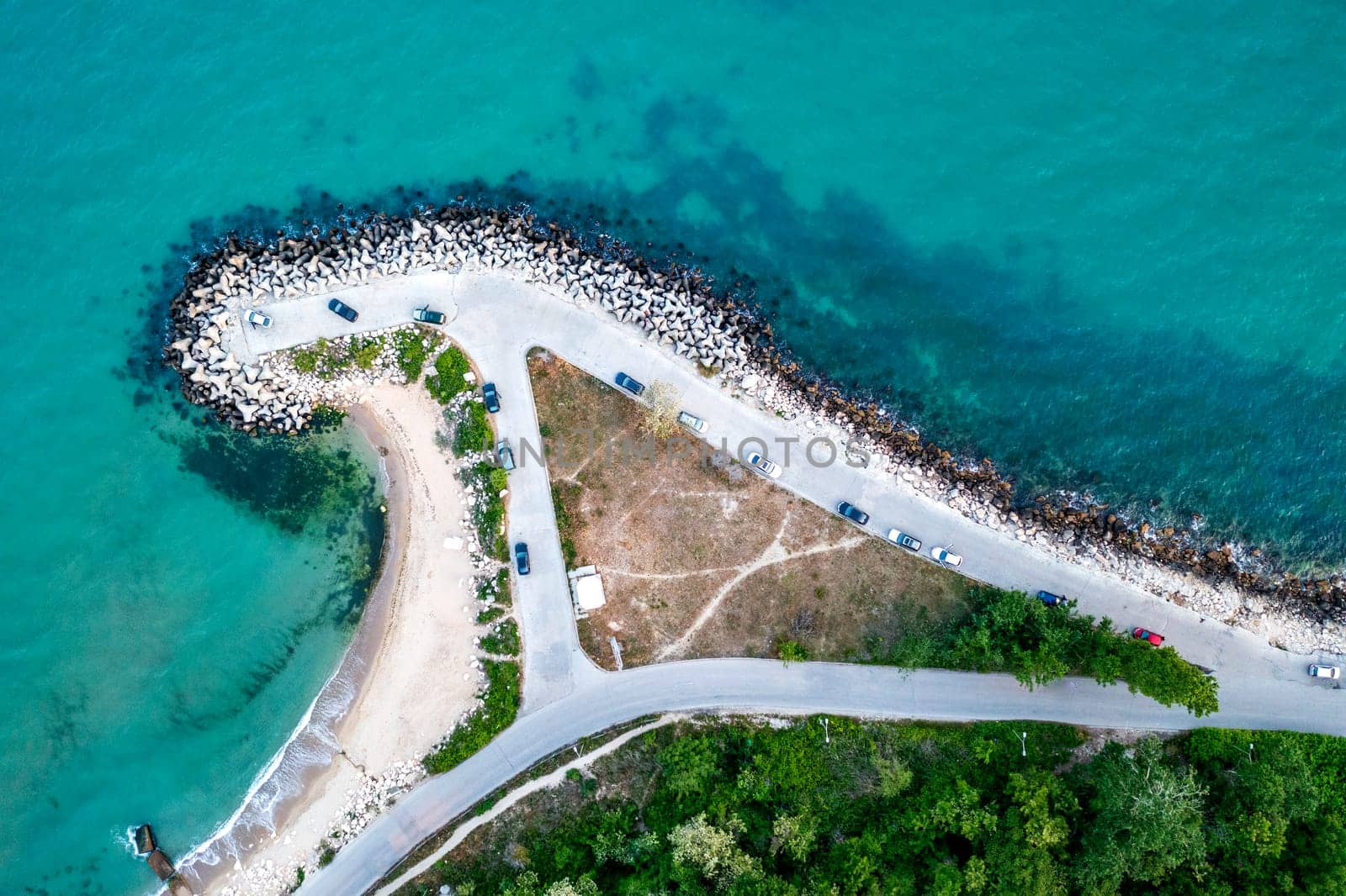 Aerial view from drone of Interesting coastline