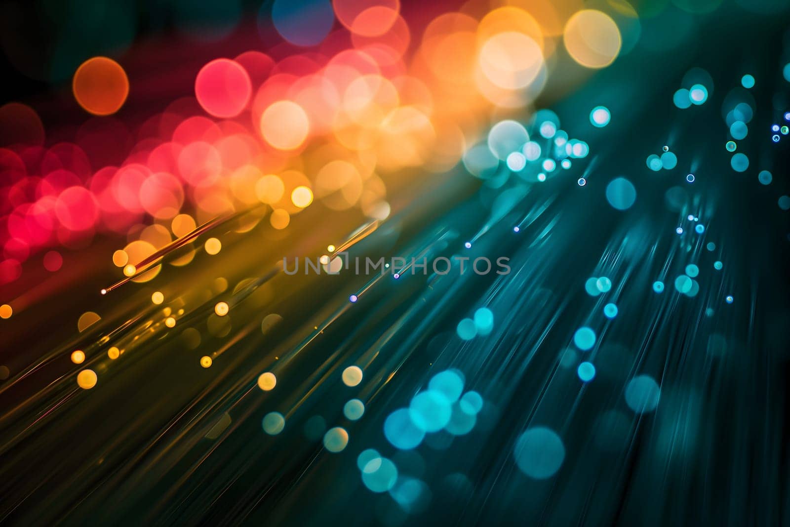 Abstract colorful fiber optic high speed data transfer background and wallpaper. Neural network generated image. Not based on any actual scene or pattern.
