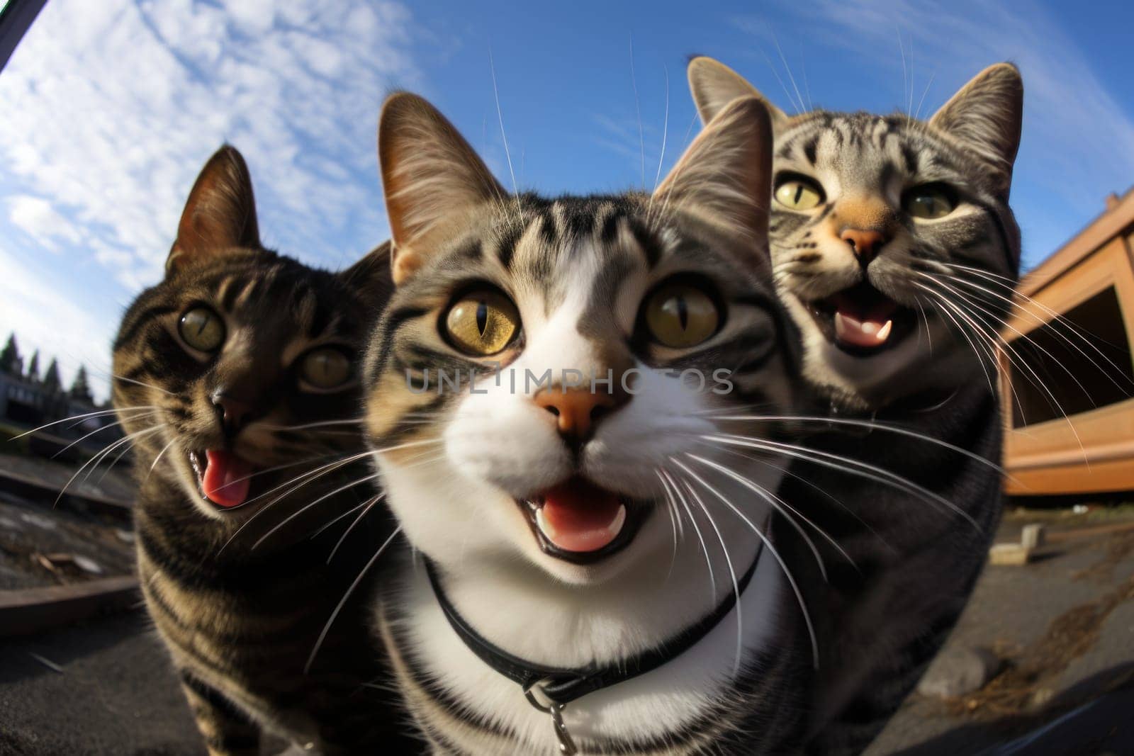 cat and dog best friends taking a selfie shot. generative ai..