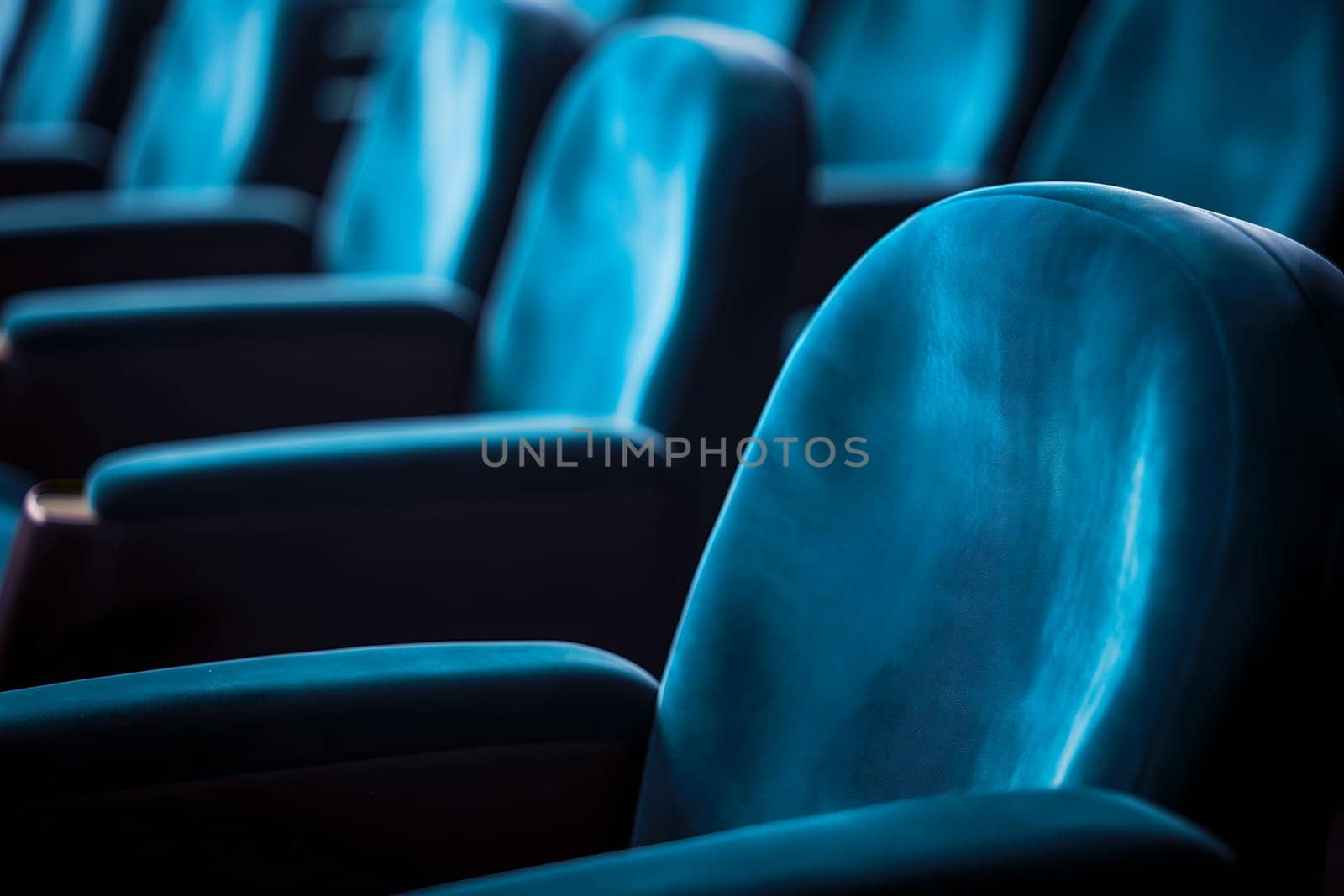 empty black seats in cinema, domestic intimacy, zoom in, up close by z1b