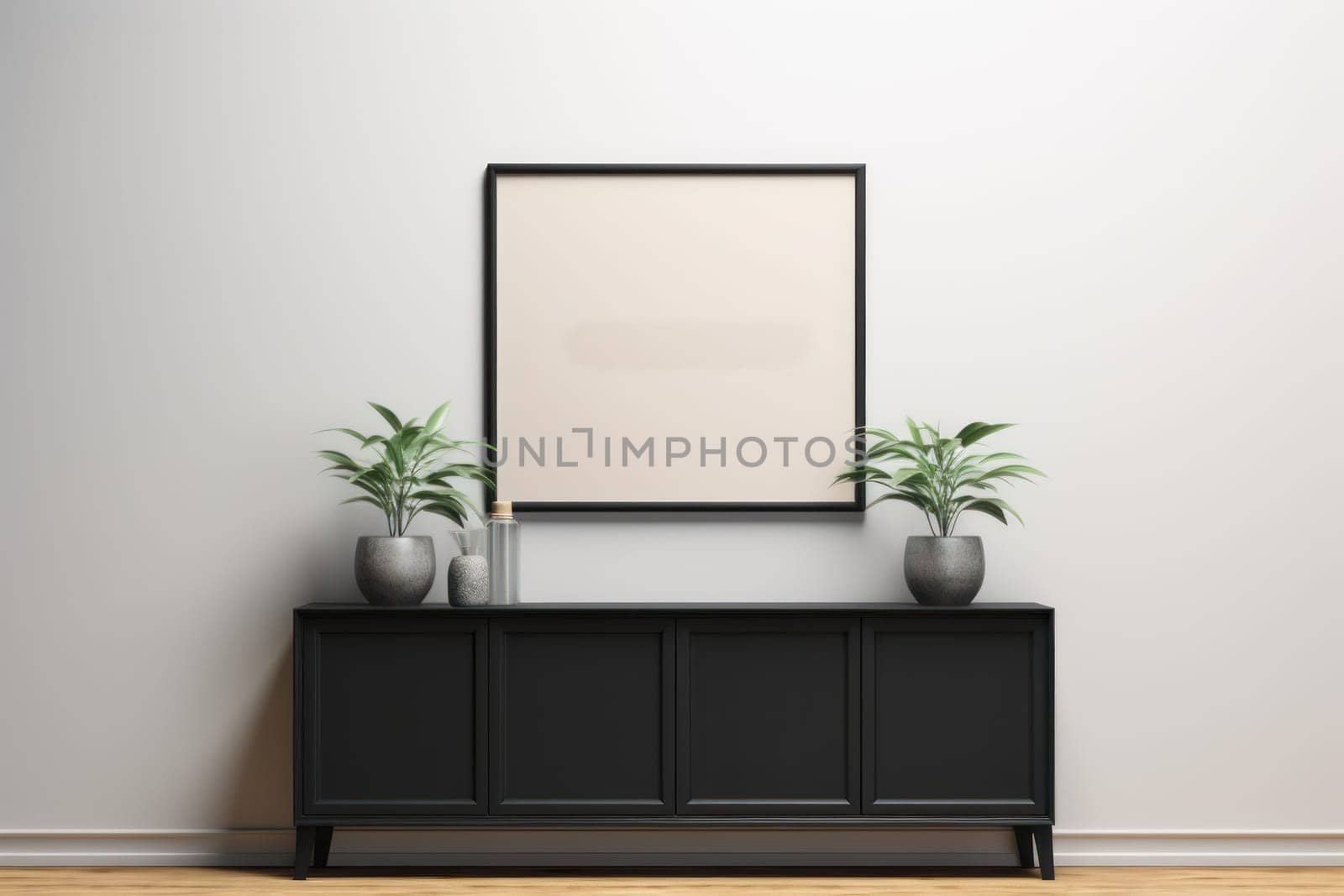 minimalist living room blank frame mockup . Generative AI by matamnad