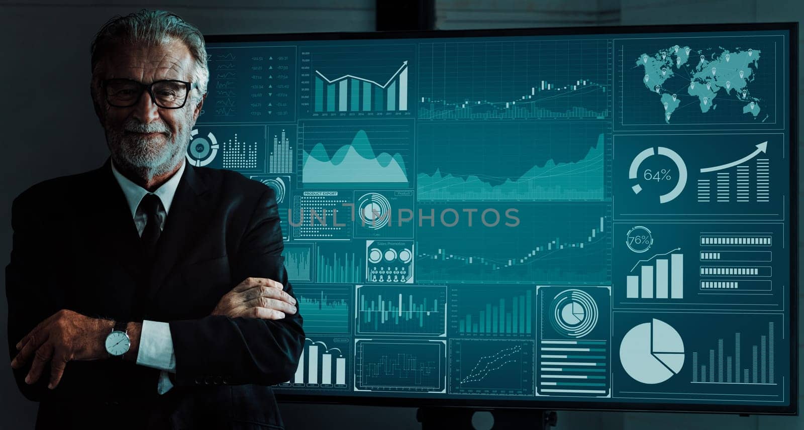 Data Analysis for Business and Finance Concept. interface showing future computer technology of profit analytic, online marketing research and information report for digital business strategy. uds