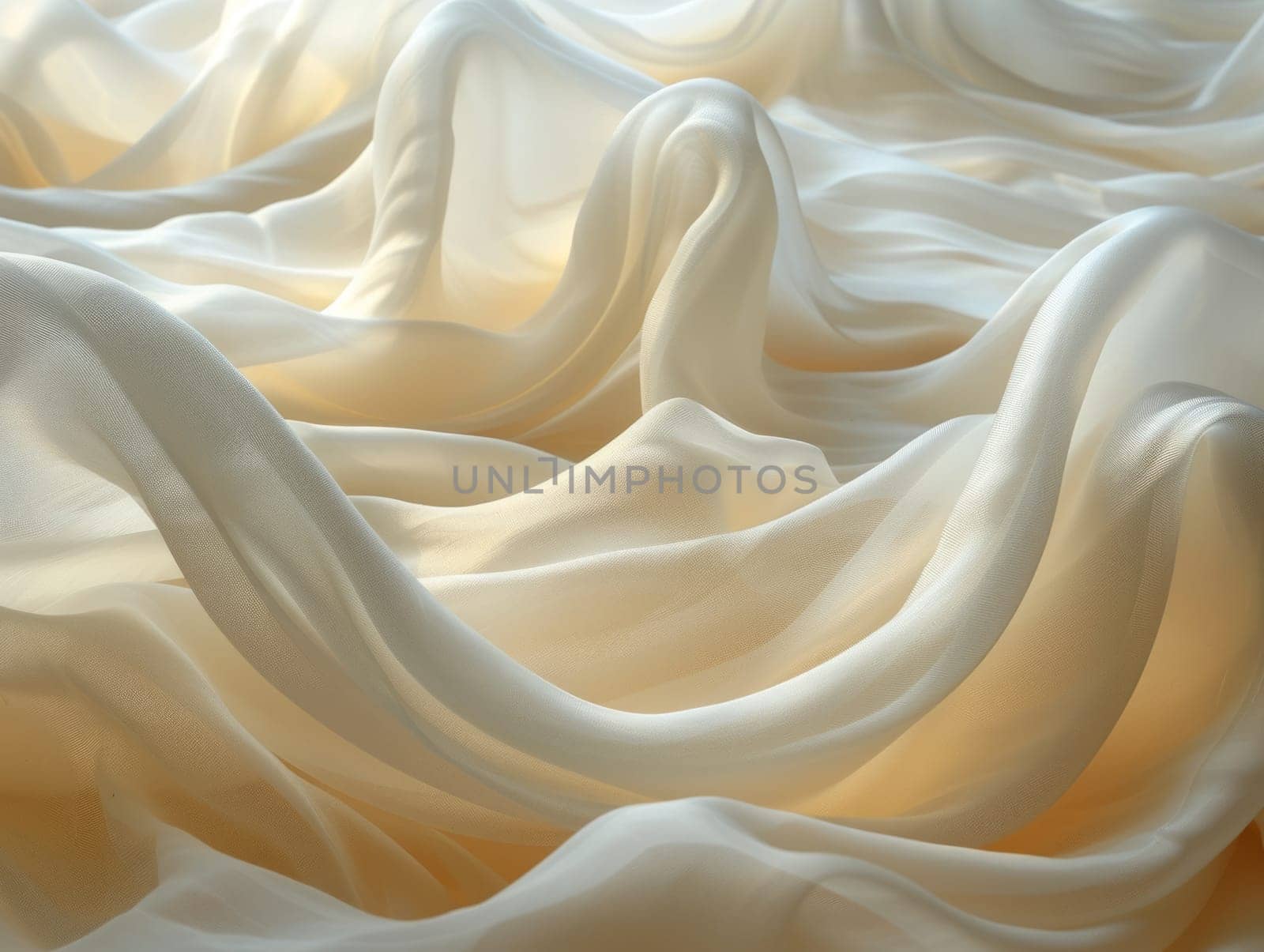 Wavy White Silk Smooth Flowing Background. Satin Luxurious Textile Background by iliris