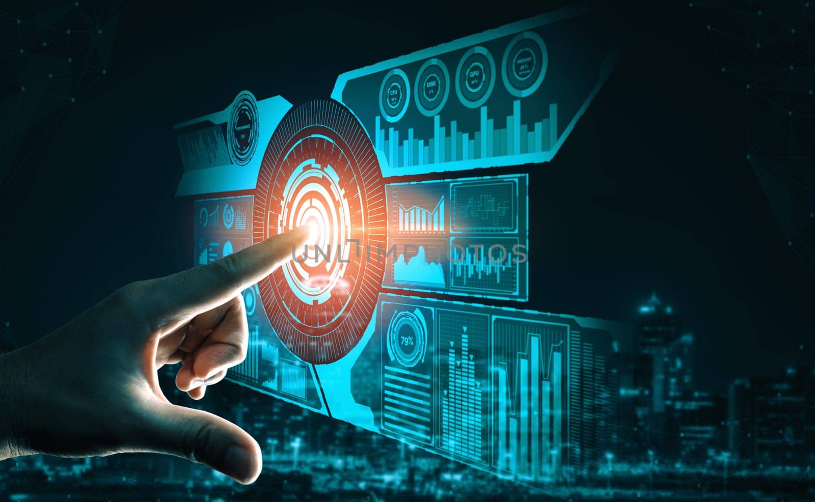 Data Analysis for Business and Finance Concept. interface showing future computer technology of profit analytic, online marketing research and information report for digital business strategy. uds