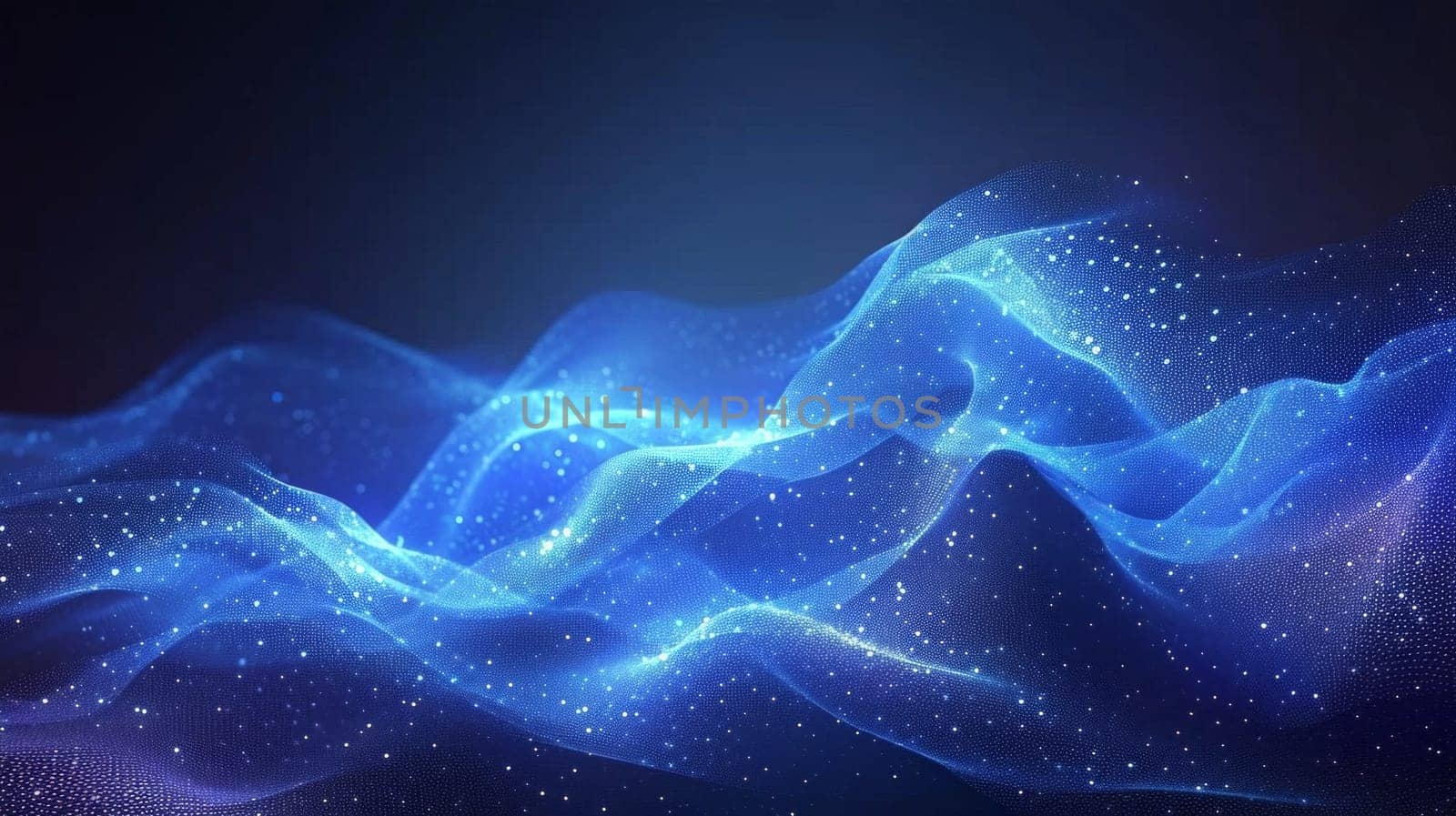 Abstract Mesh Particles Blue Technology Background. Big Data, Computer Science, Connection, Universe Wallpaper Design by iliris