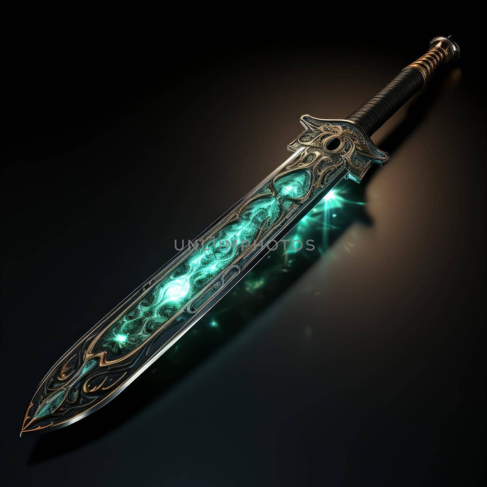 Magical Sword 3D Illustration. Mystical Graphic Asset isolated. by iliris