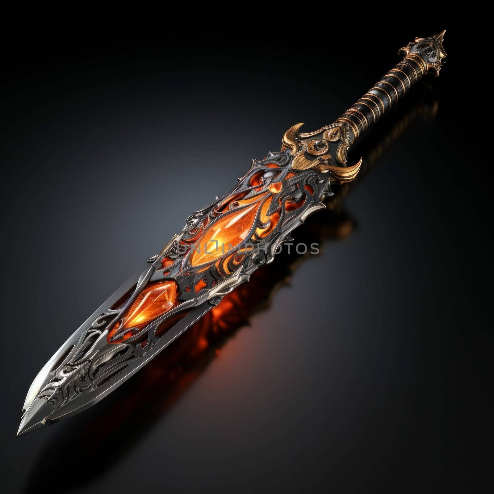 Magical Sword 3D Illustration. Mystical Graphic Asset isolated. by iliris