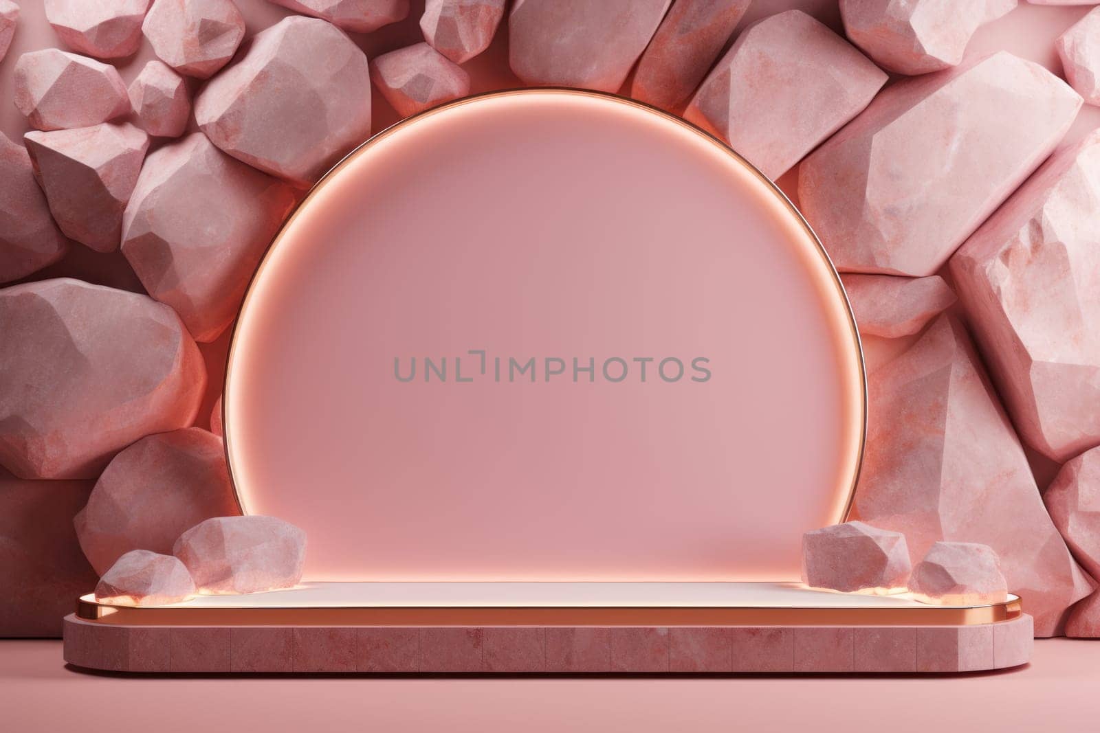 pastel pink product podium. Place for empty product space. Generative AI..