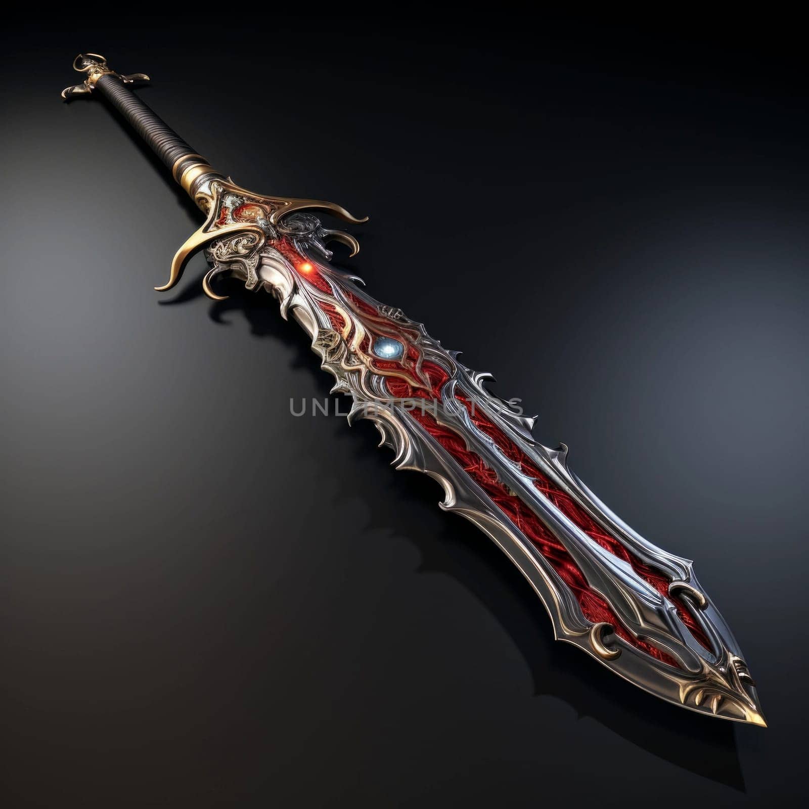 Magical Sword 3D Illustration. Mystical Graphic Asset isolated. Ai generated