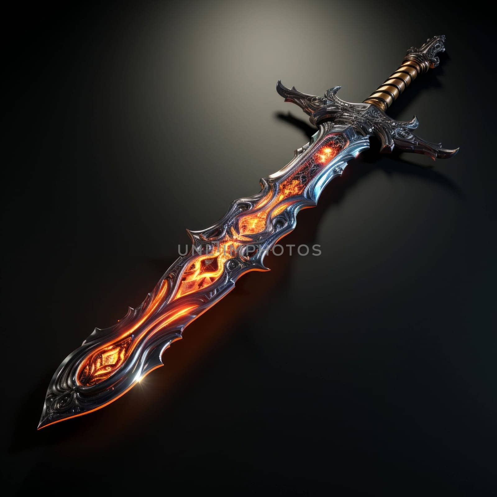 Magical Sword 3D Illustration. Mystical Graphic Asset isolated. by iliris