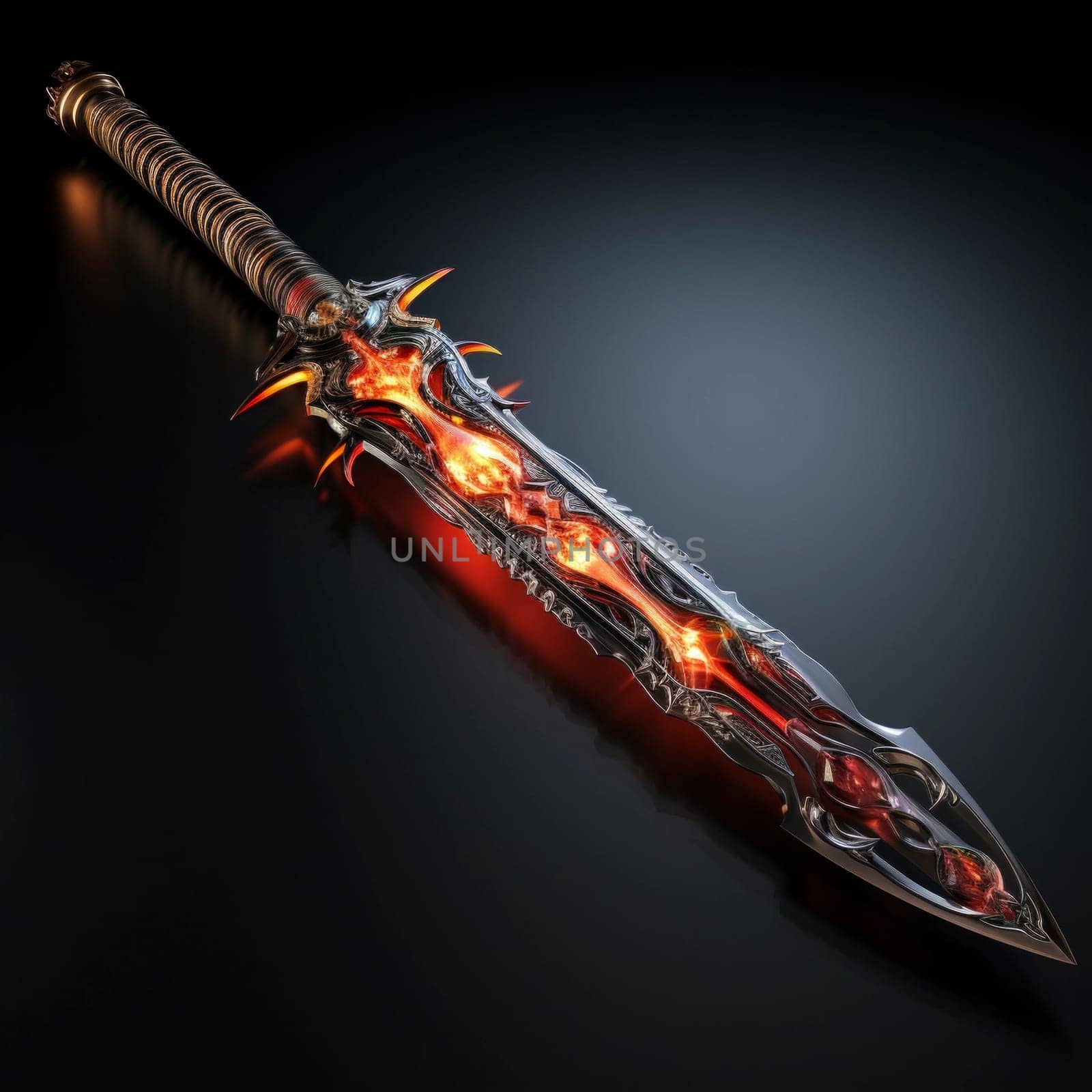 Magical Sword 3D Illustration. Mystical Graphic Asset isolated. by iliris