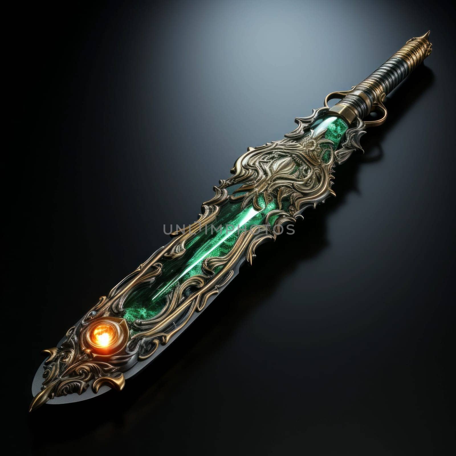 Magical Sword 3D Illustration. Mystical Graphic Asset isolated. by iliris