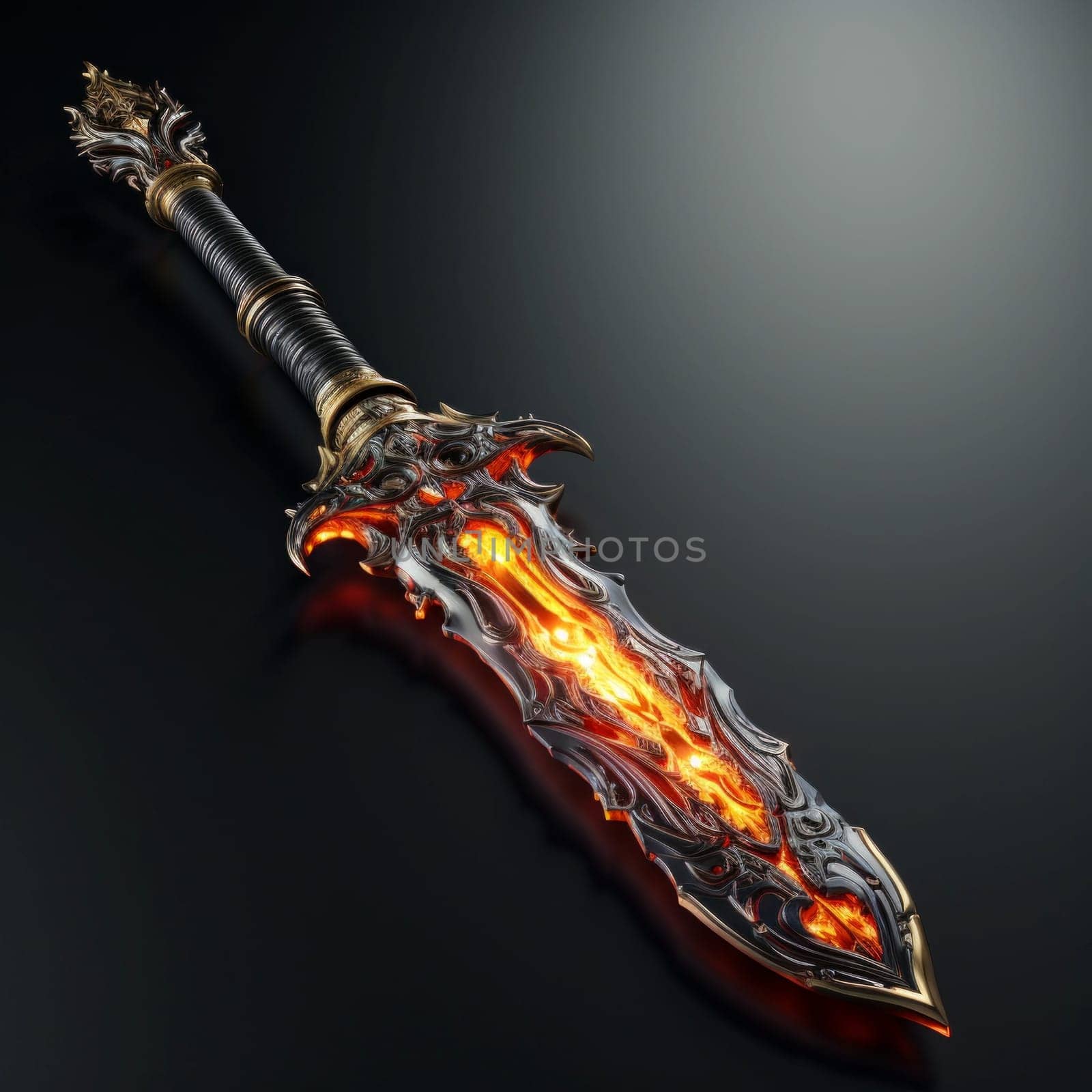 Magical Sword 3D Illustration. Mystical Graphic Asset isolated. by iliris