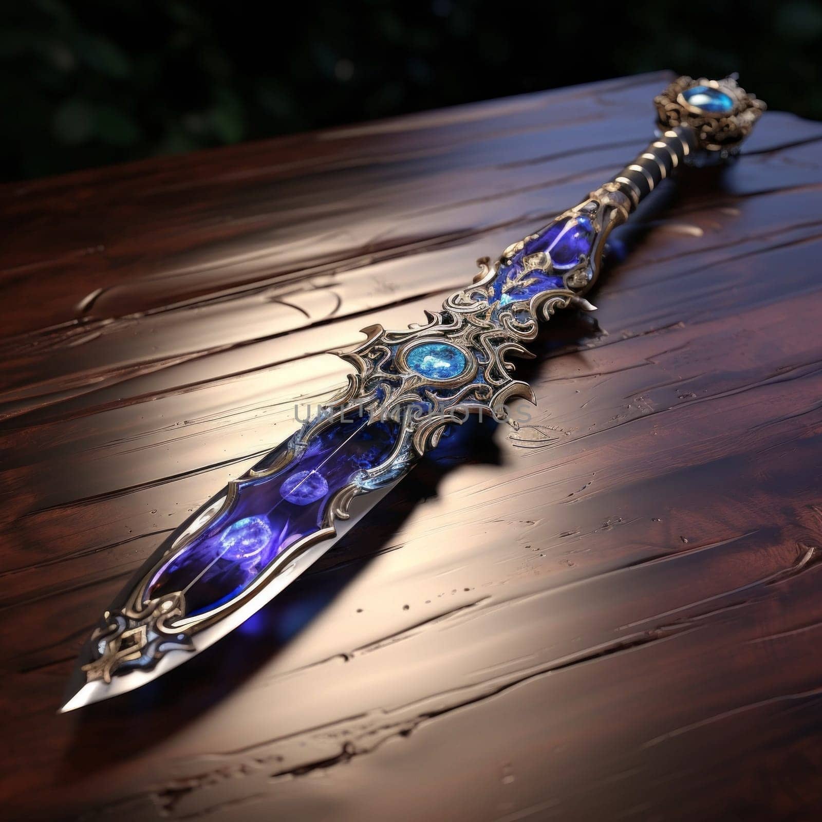Magical Sword 3D Illustration. Mystical Graphic Asset isolated. Ai generated