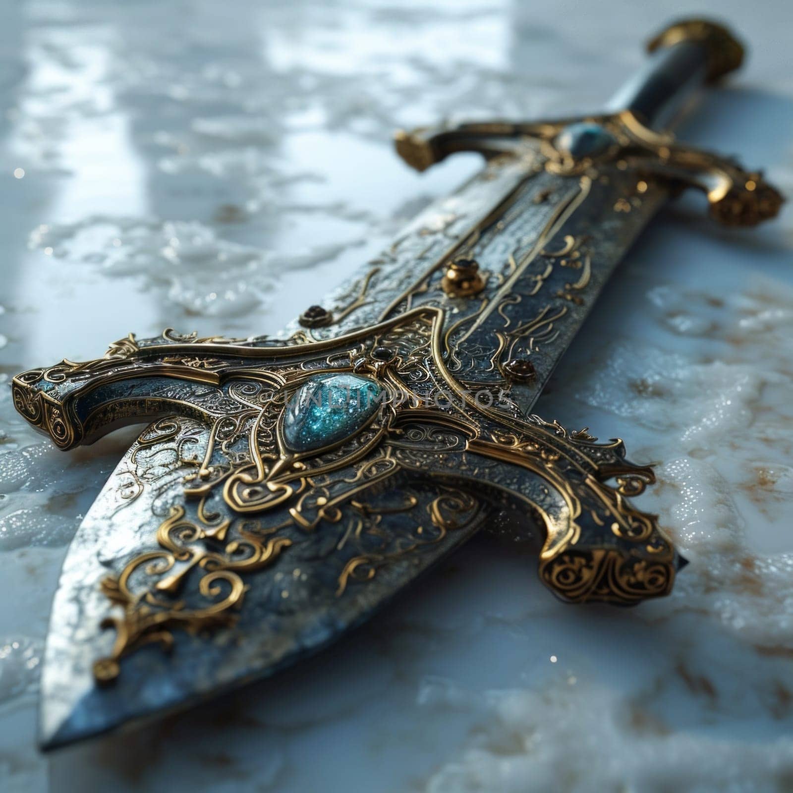 Magical Sword 3D Illustration. Mystical Graphic Asset isolated. by iliris