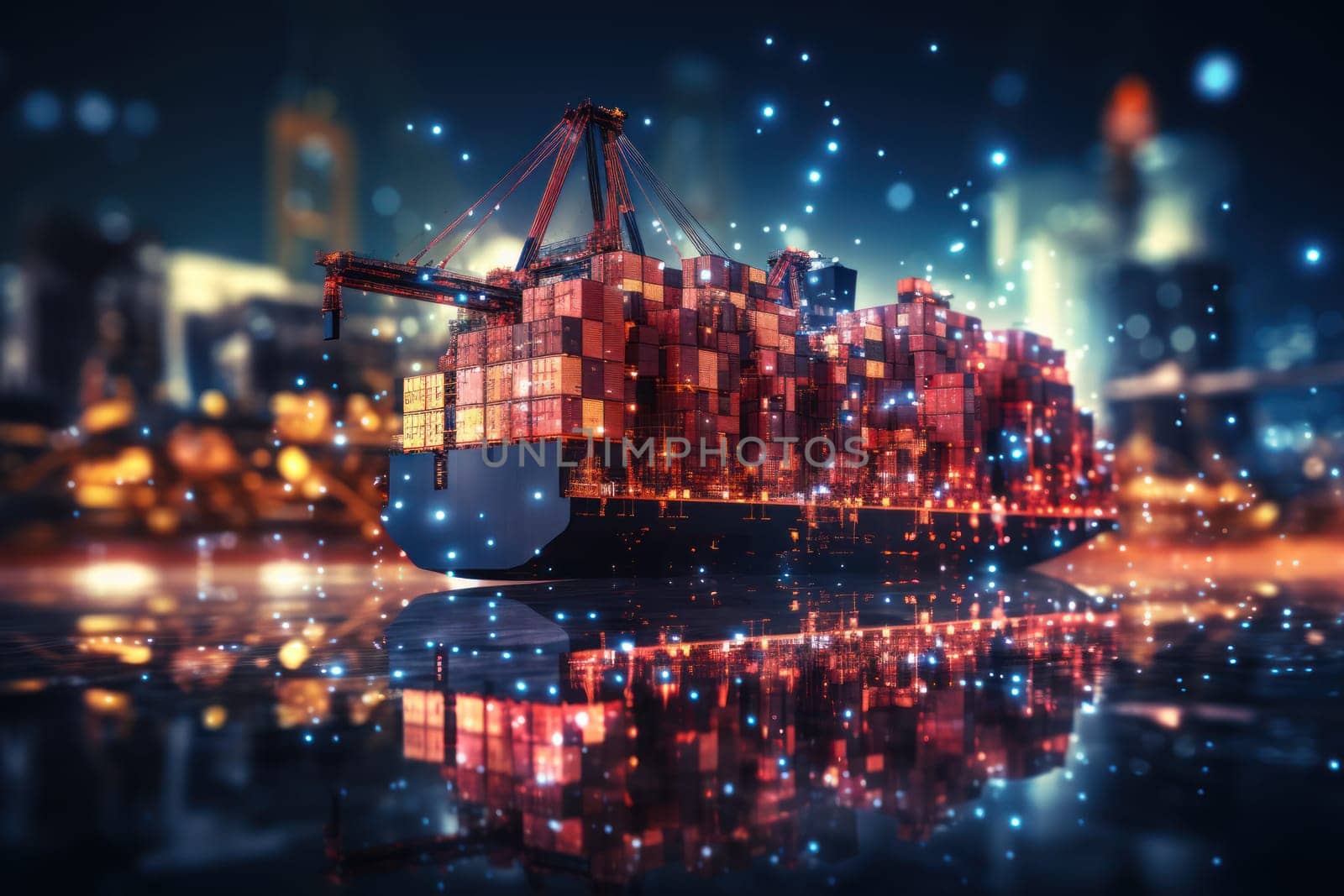 Global business logistics import export and container cargo freight ship, generative AI by matamnad