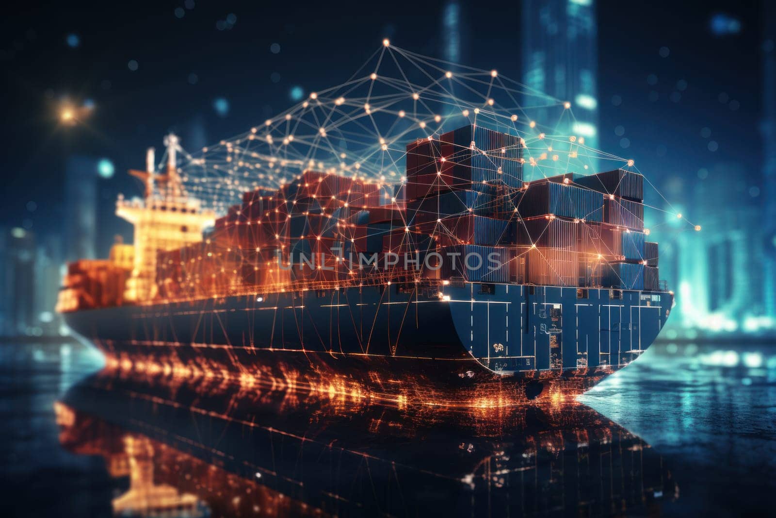 Global business logistics import export and container cargo freight ship, generative AI by matamnad