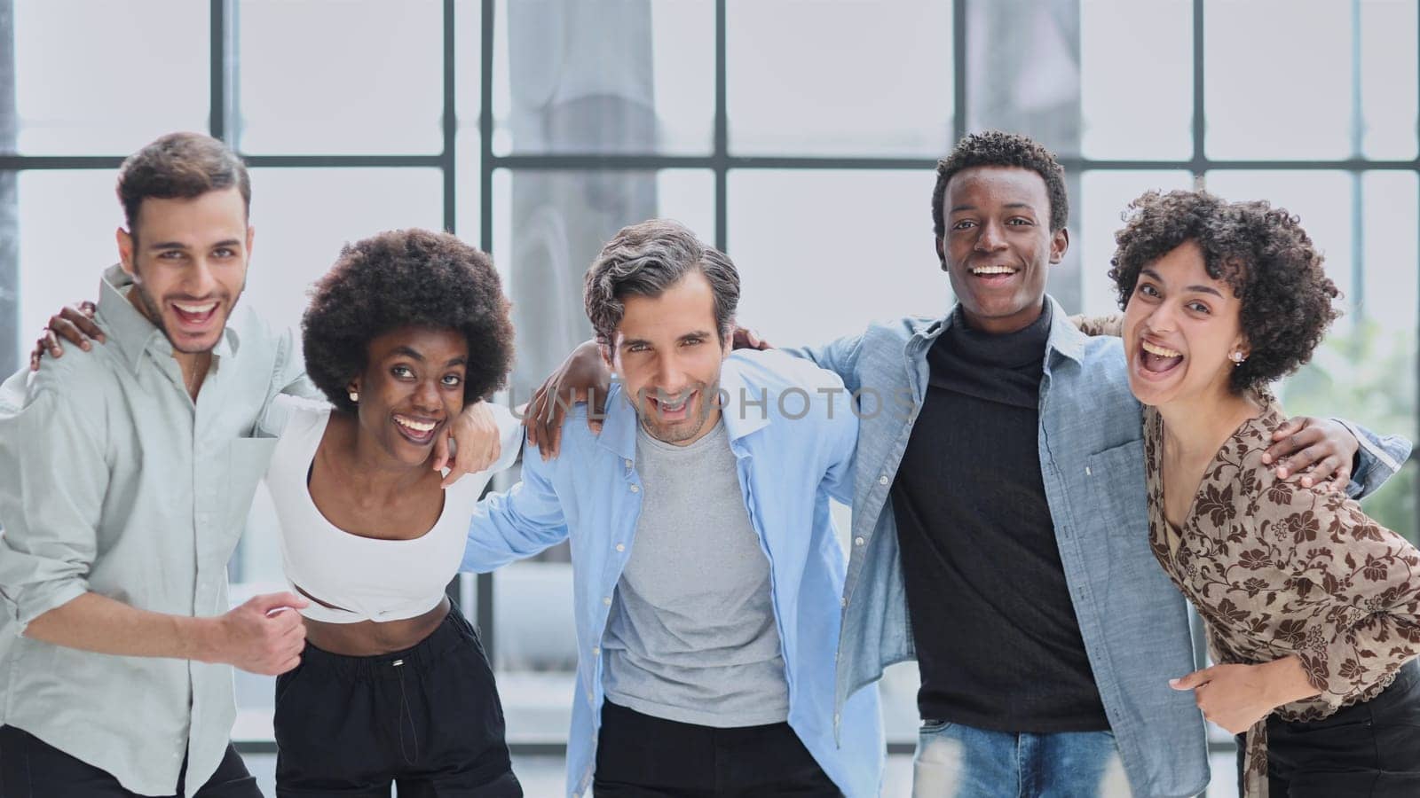 Group of business people standing of a modern office